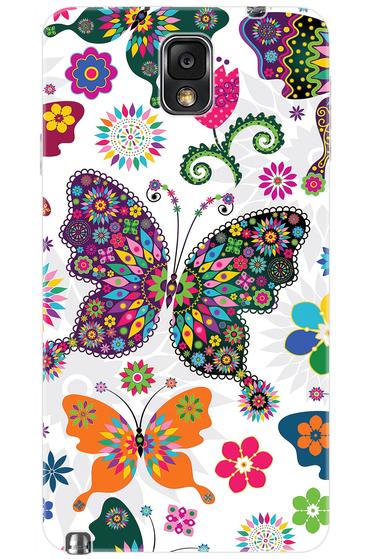 Ceppare Samsung Galaxy Note 3 (SM-N9000Q) Uyumlu Kılıf Desenli Silikon Renkli Kelebekler STK:541 CP-TkFlEaz