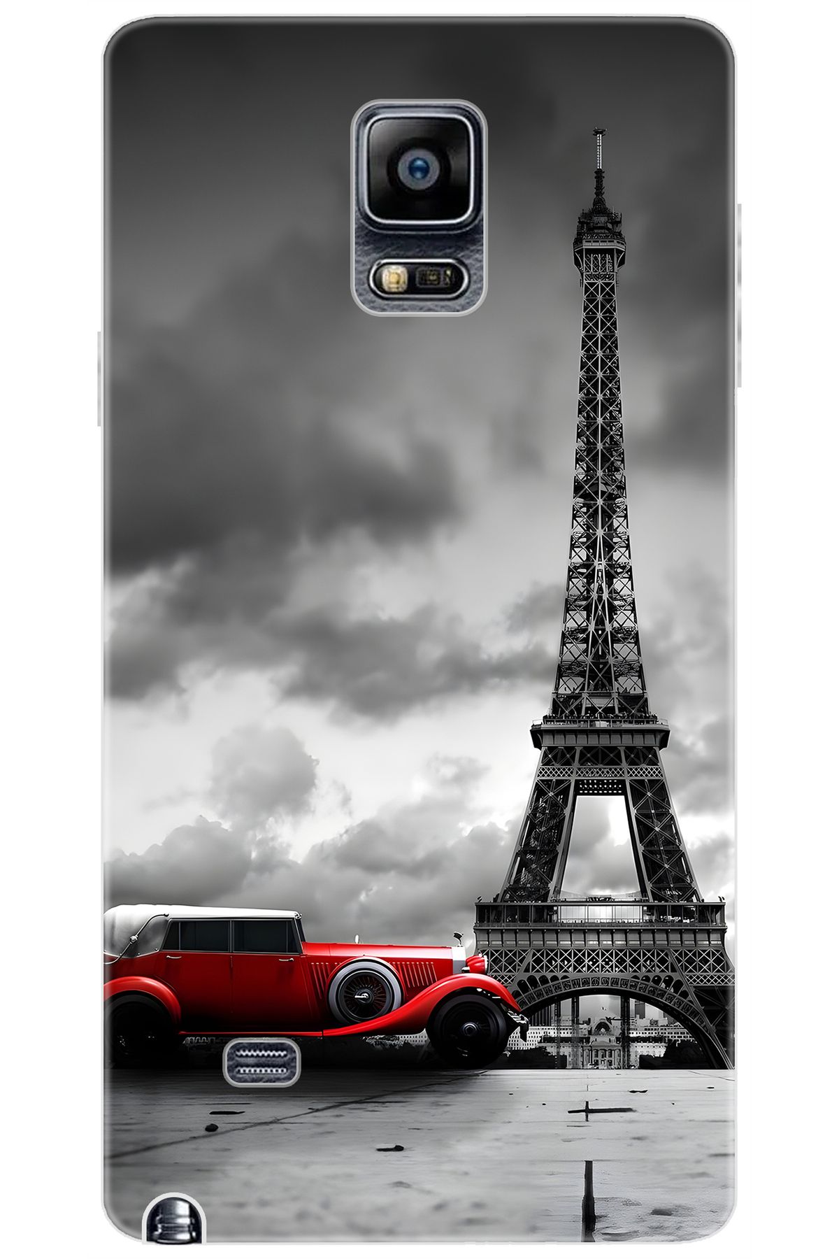 Ceppare Samsung Galaxy Note 4 (SM-N910F) Uyumlu Kılıf Desenli Silikon Eyfel Araba STK:709 CP-x8yaOww