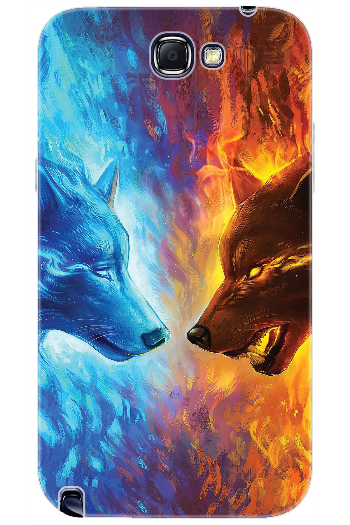 Ceppare Samsung Galaxy Note 2 (GT-N7100) Uyumlu Kılıf Desenli Silikon Alev ve Kurtlar STK:489 CP-6YyLjmZ