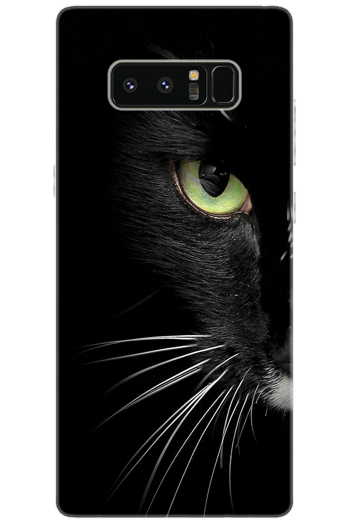 Ceppare Samsung Galaxy Note 8 (SM-N950F) Uyumlu Kılıf Desenli Silikon Siyah Kedi STK:482 CP-Wv6tbJd