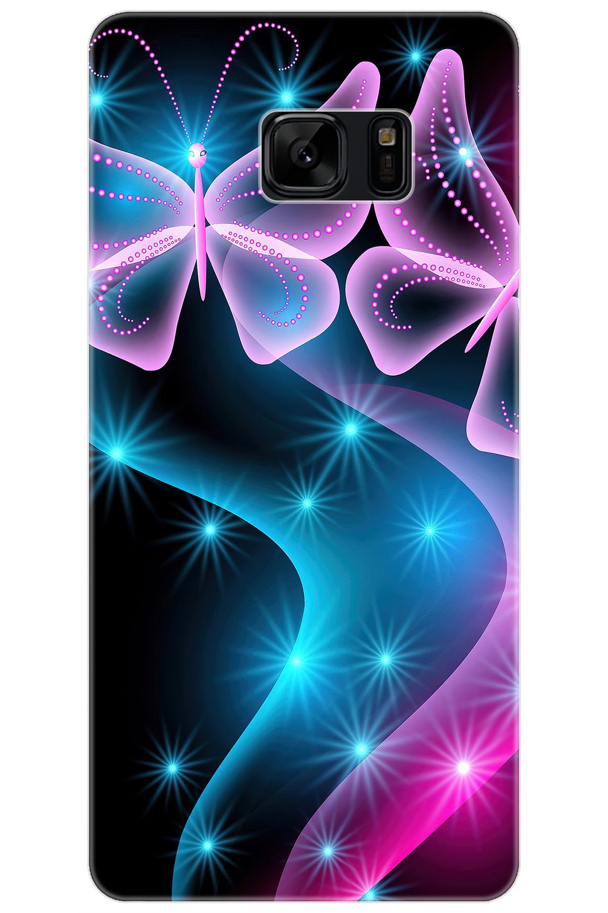 Ceppare Samsung Galaxy Note FE (SM-N935F) Uyumlu Kılıf Desenli İnce Silikon Kelebek Dalga STK:113 CP-Fv7gXm7