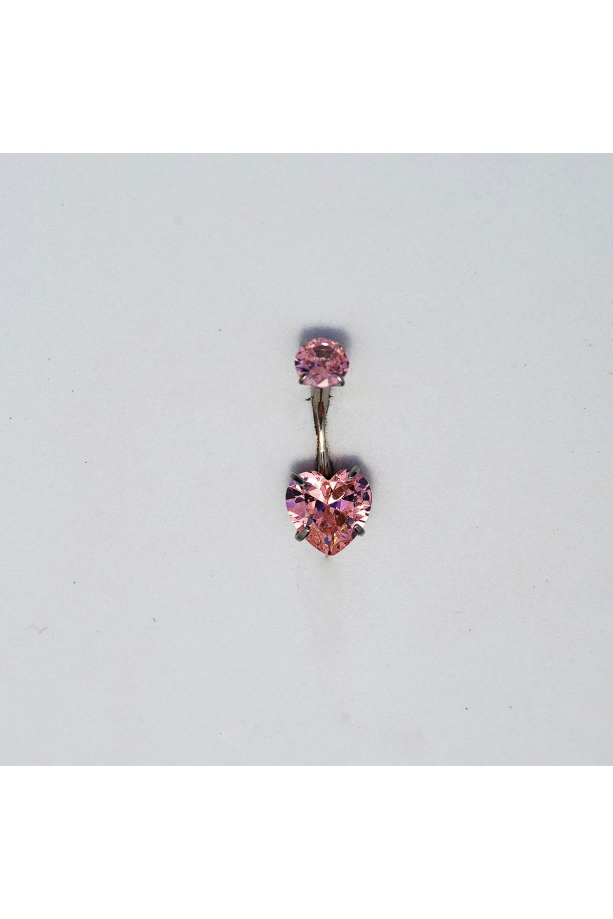 Piercing by Sever PEMBE TAŞLI KALP CERRAHİ ÇELİK GÖBEK BELLY PIERCING… GÜMÜŞ/SILVER RENKLİ.