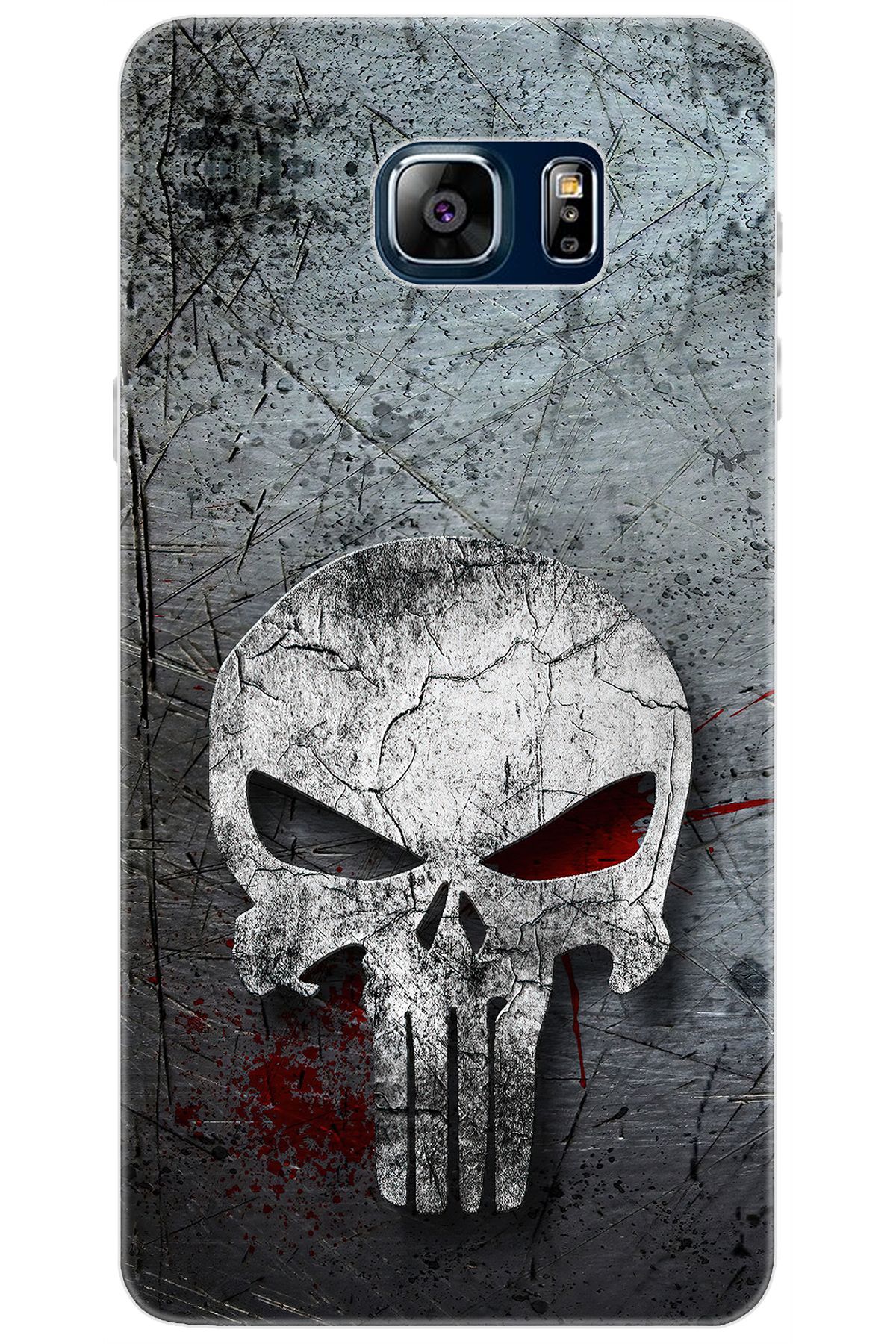 Ceppare Samsung Galaxy Note 5 (SM-N910F) Uyumlu Kılıf Desenli Silikon Gri Kuru Kafa STK:218 CP-JcjcX4r
