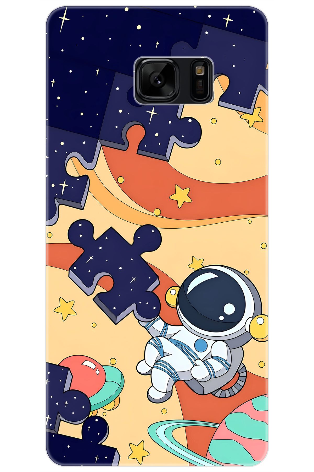 Ceppare Samsung Galaxy Note FE (SM-N935F) Uyumlu Kılıf Desenli İnce Silikon Astronot STK:646 CP-LxWWfrt