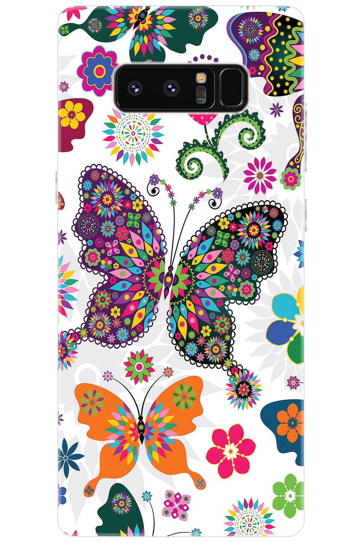 Ceppare Samsung Galaxy Note 8 (SM-N950F) Uyumlu Kılıf Desenli Silikon Renkli Kelebekler STK:541 CP-VGBIUq5