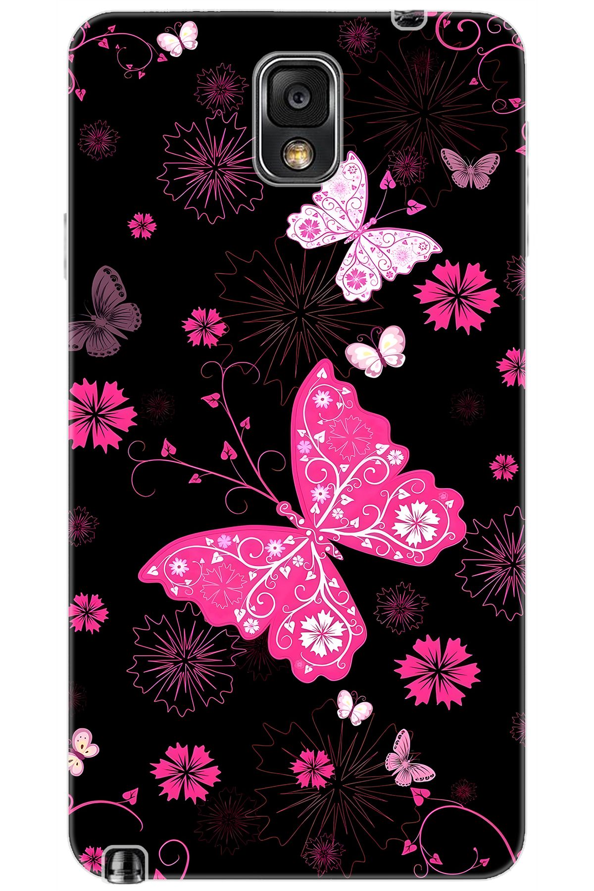 Ceppare Samsung Galaxy Note 3 (SM-N9000Q) Uyumlu Kılıf Desenli Silikon Kelebekler STK:723 CP-ZSDO7bD