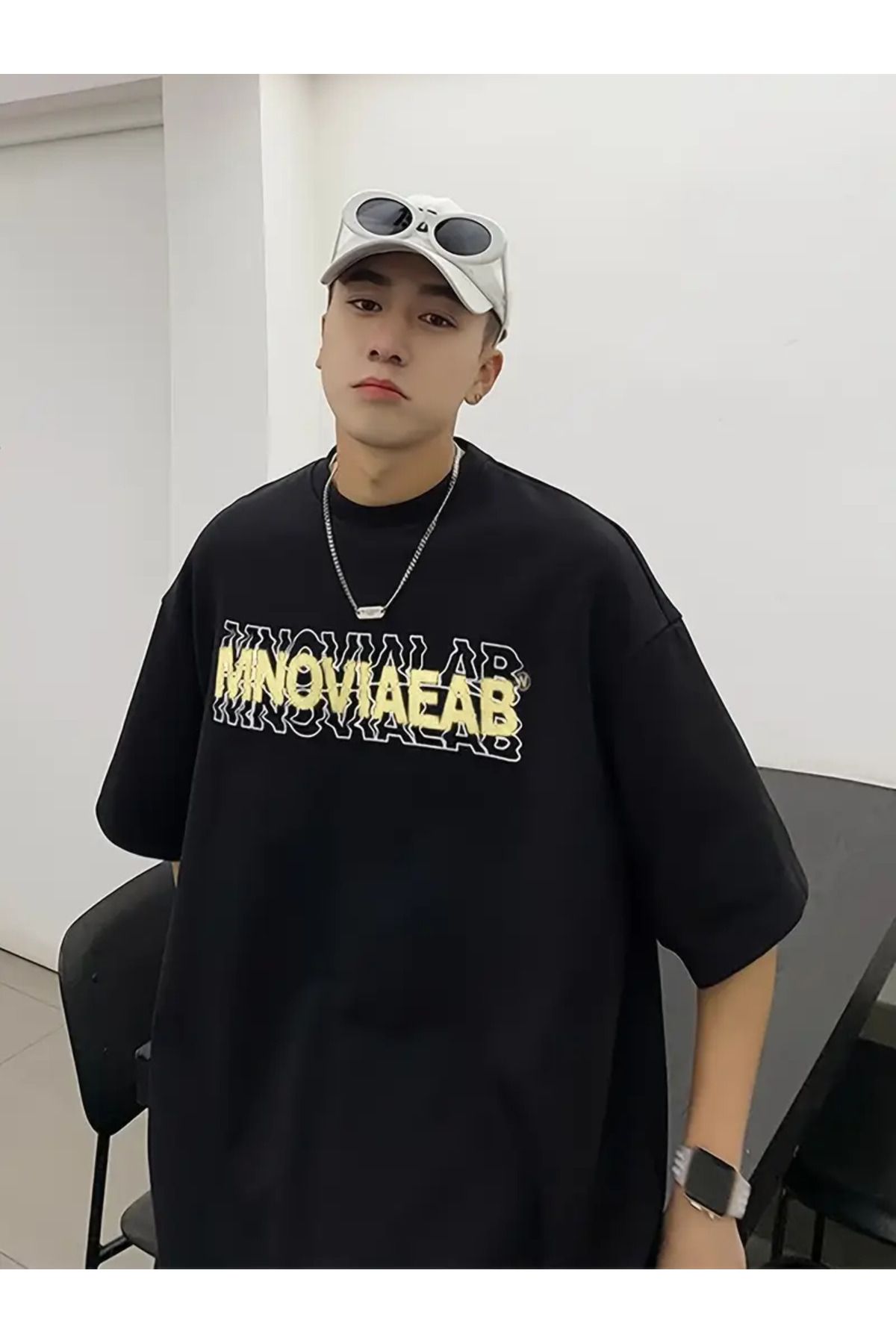 AEMİ Unisex Oversize Bisiklet Yaka T-shirt