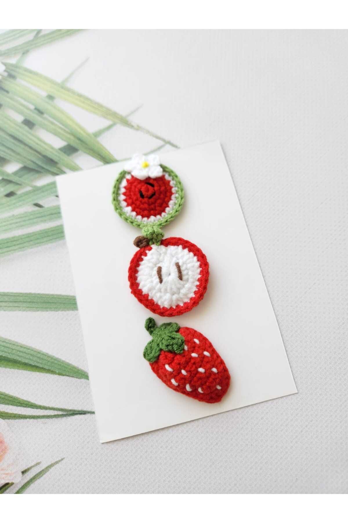 Kadın Girişimciler Atölyesi Meyveli Model Bebek Tokası El Emeği 3'lü Klips Saçsız Bebek Tokası Handmade Bebek Hediyelik