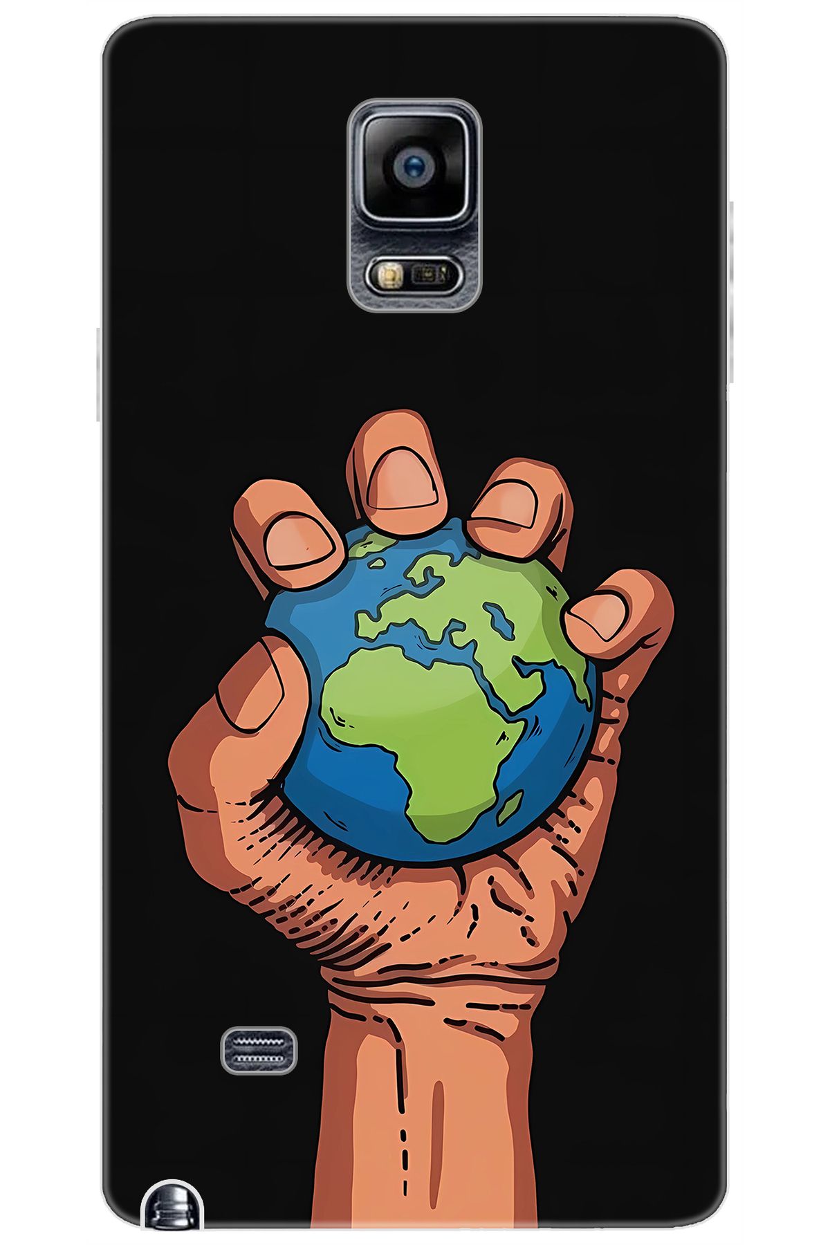 Ceppare Samsung Galaxy Note 4 (SM-N910F) Uyumlu Kılıf Desenli Silikon El ve Dünya STK:664 CP-EYVWPdI