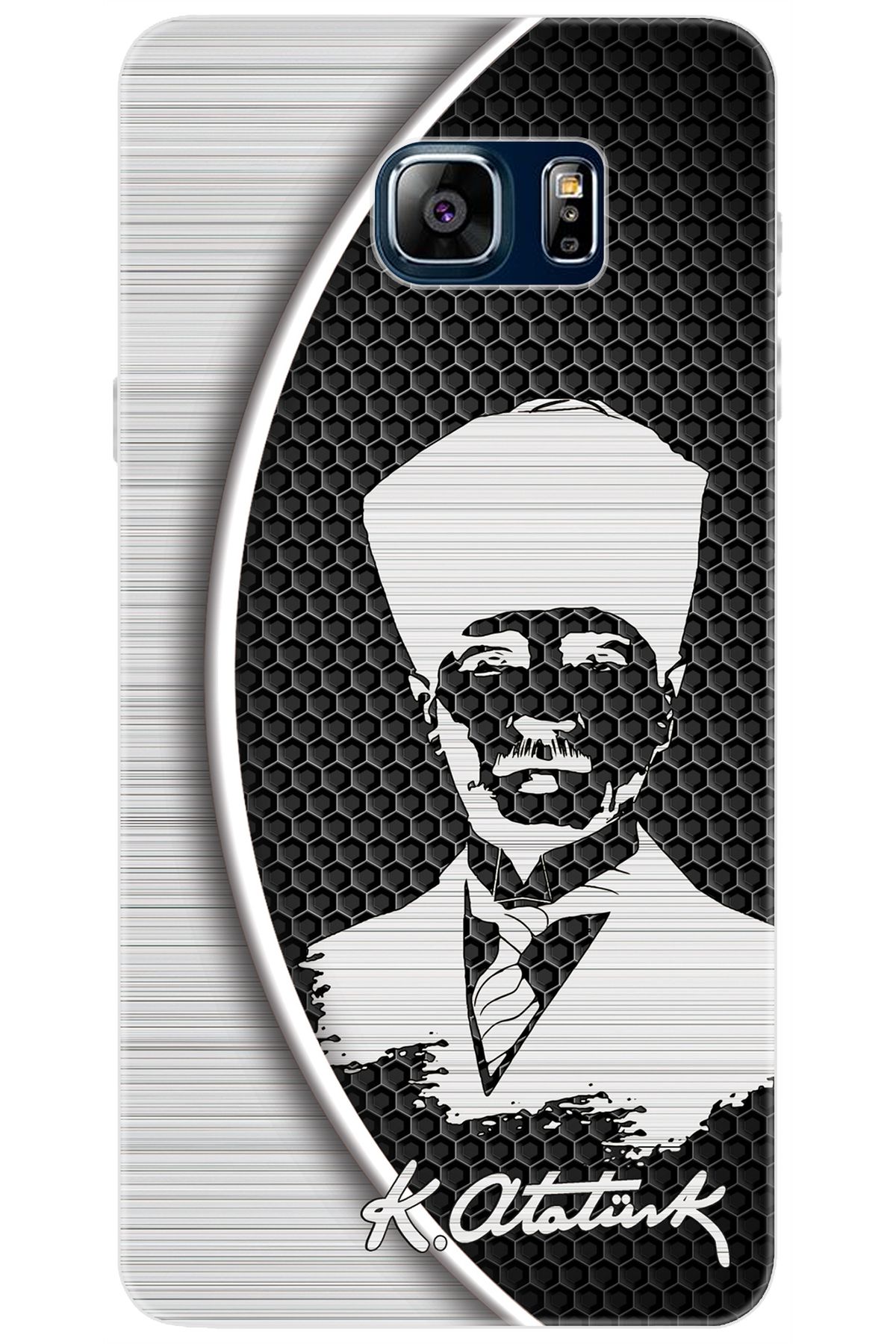 Ceppare Samsung Galaxy Note 5 (SM-N910F) Uyumlu Kılıf Desenli Silikon Atatürk Tasarım STK:398 CP-b7quBK4