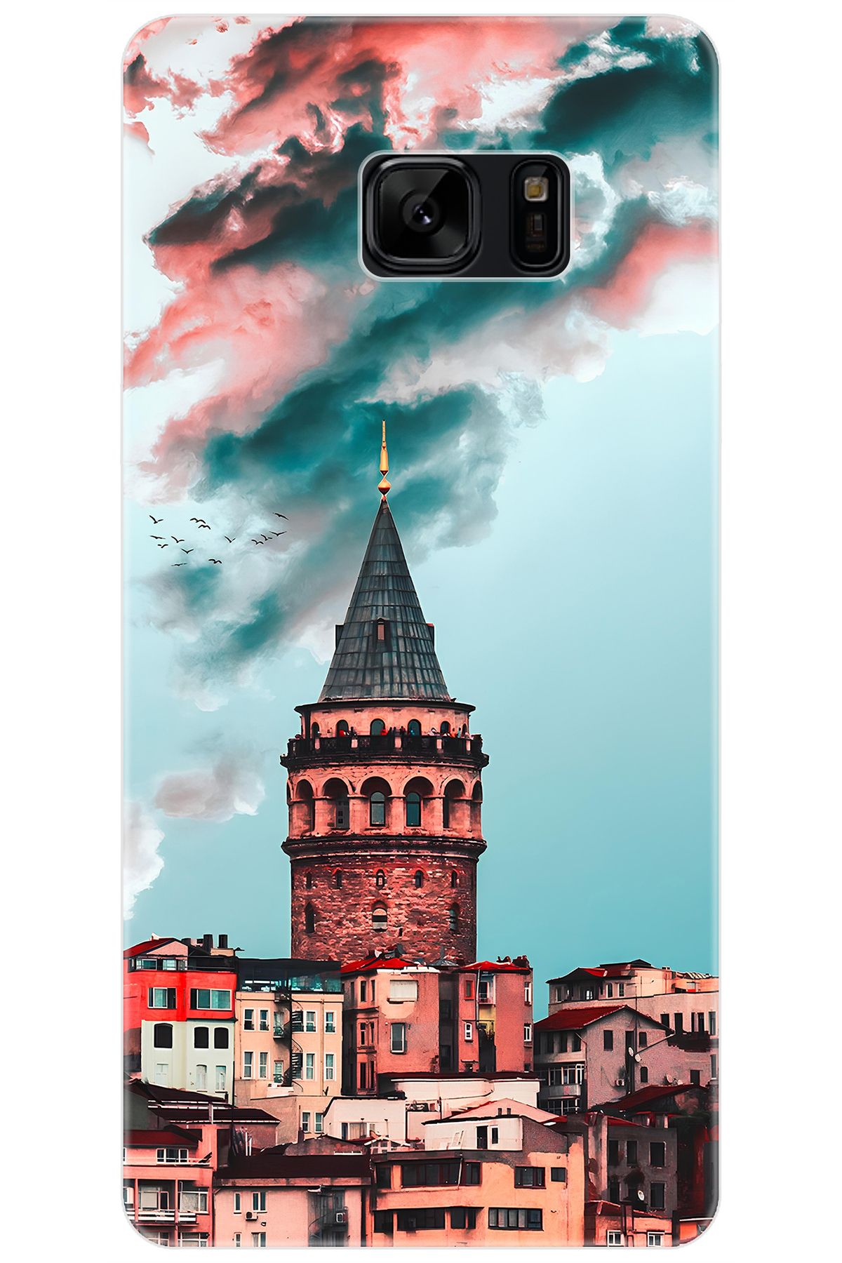 Ceppare Samsung Galaxy Note FE (SM-N935F) Uyumlu Kılıf Desenli İnce Silikon Galata Kulesi STK:688 CP-114w3aY