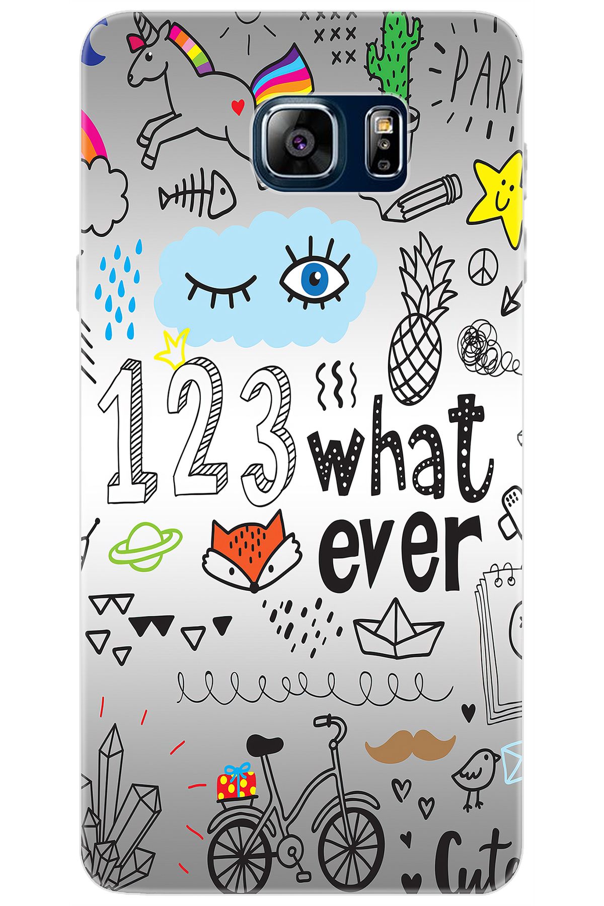 Ceppare Samsung Galaxy Note 5 (SM-N910F) Uyumlu Kılıf Desenli Silikon 123WHAT Ever STK:334 CP-iaPVPtw