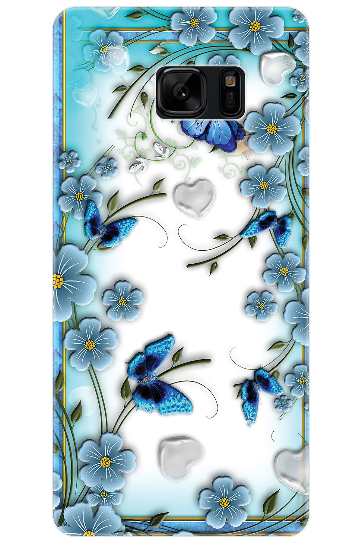 Ceppare Samsung Galaxy Note FE (SM-N935F) Uyumlu Kılıf İnce Silikon Çiçek ve Kelebek STK:547 CP-8JmXgDN