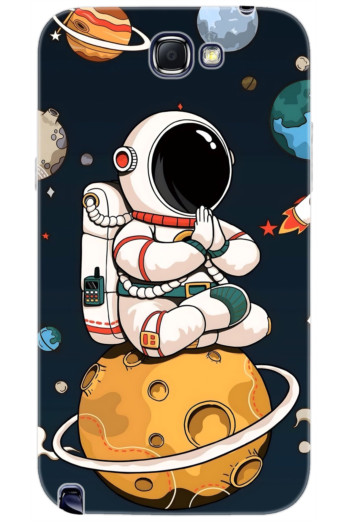 Ceppare Samsung Galaxy Note 2 (GT-N7100) Uyumlu Kılıf Desenli Silikon Astronot STK:695 CP-B5O5wN4