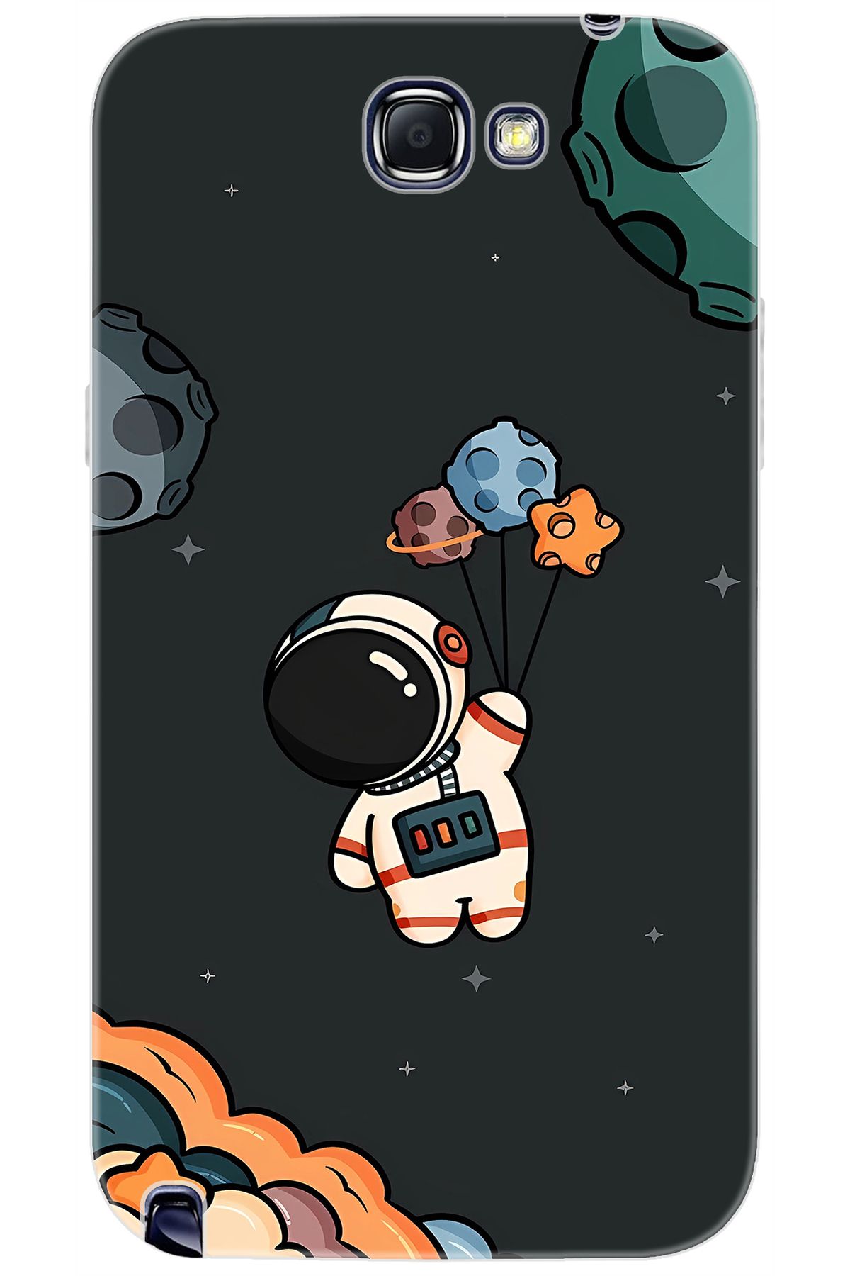 Ceppare Samsung Galaxy Note 2 (GT-N7100) Uyumlu Kılıf Desenli Silikon Astronot STK:628 CP-5y7uaF1