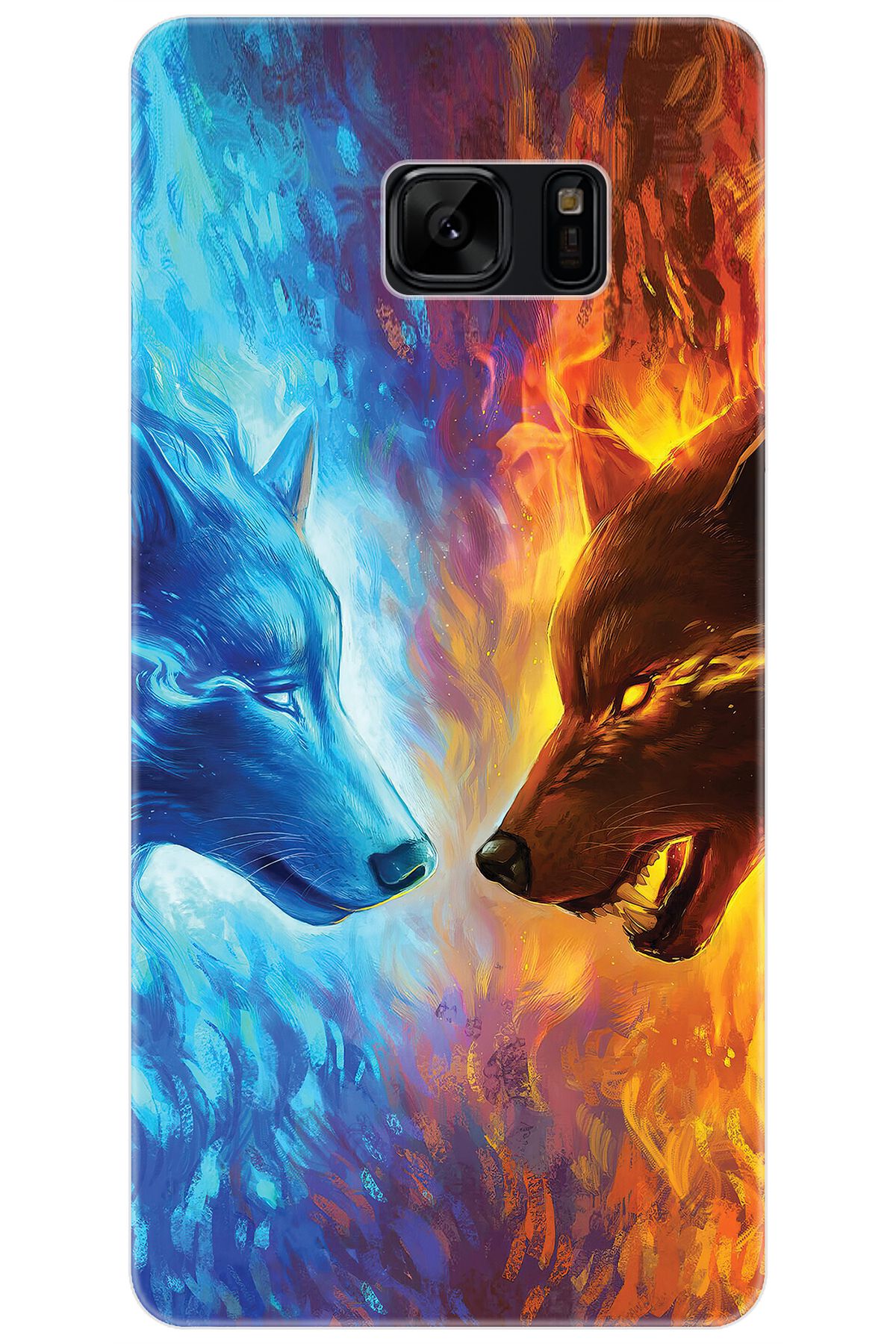 Ceppare Samsung Galaxy Note FE (SM-N935F) Uyumlu Kılıf Desen İnce Silikon Alev ve Kurtlar STK:489 CP-LFPJ4tK
