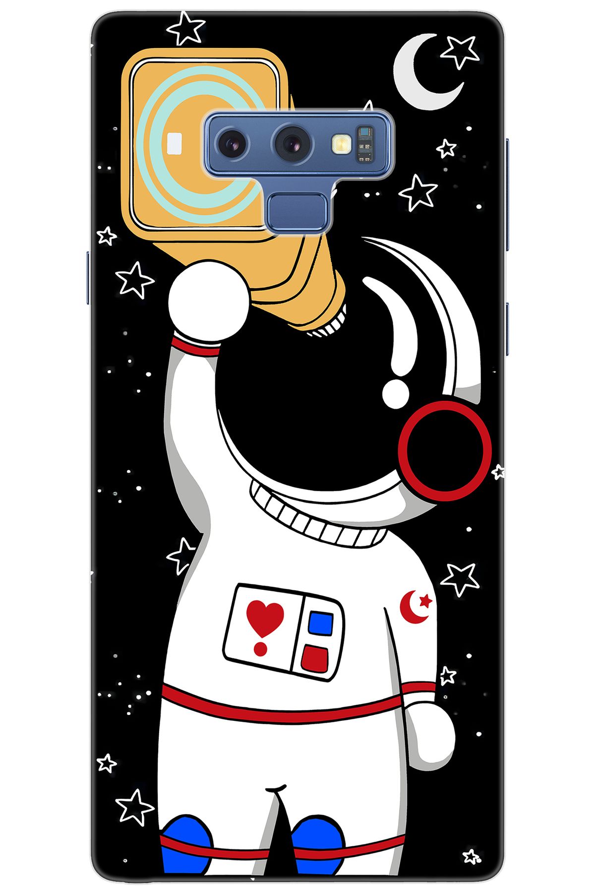 Ceppare Samsung Galaxy Note 9 (SM-N960F) Uyumlu Kılıf Desenli Silikon Sevimli Astronot STK:100 CP-whVkQ3U