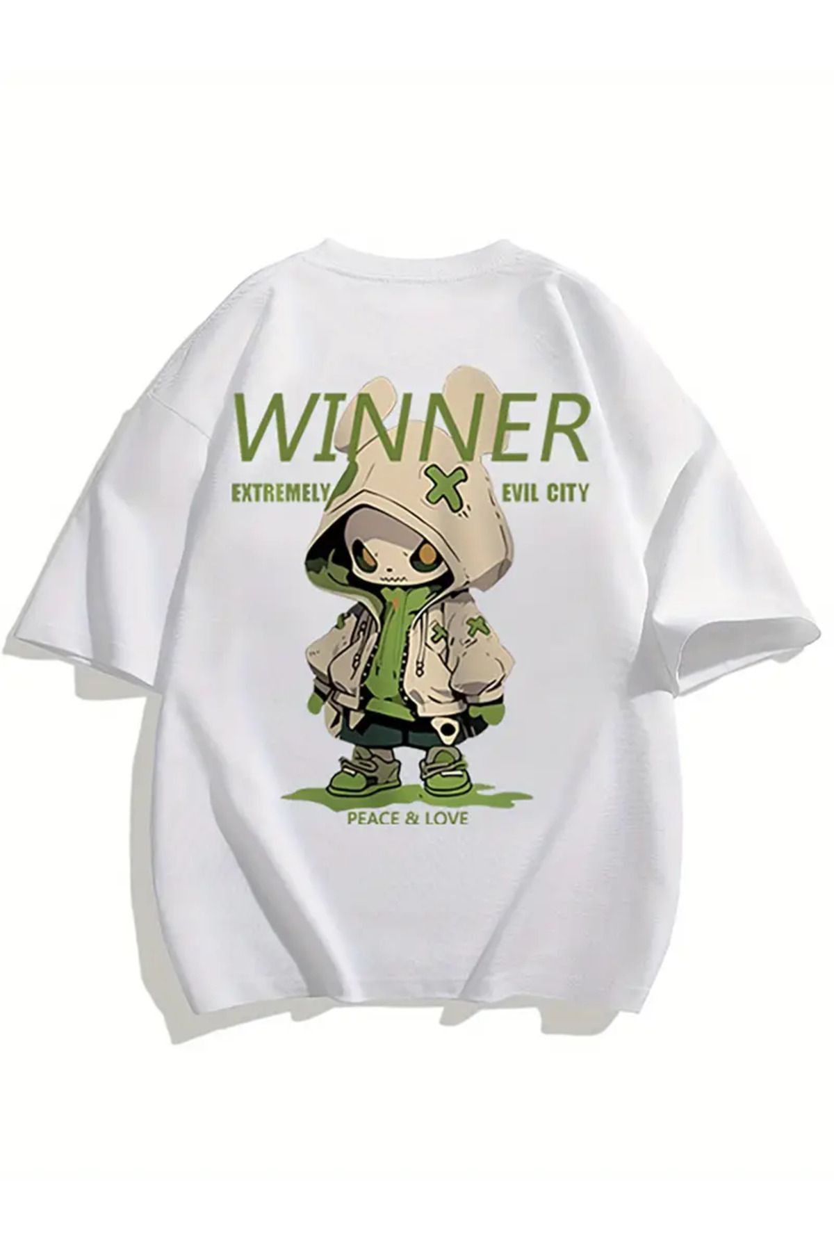AEMİ Unisex Winner Oversize Bisiklet Yaka T-shirt