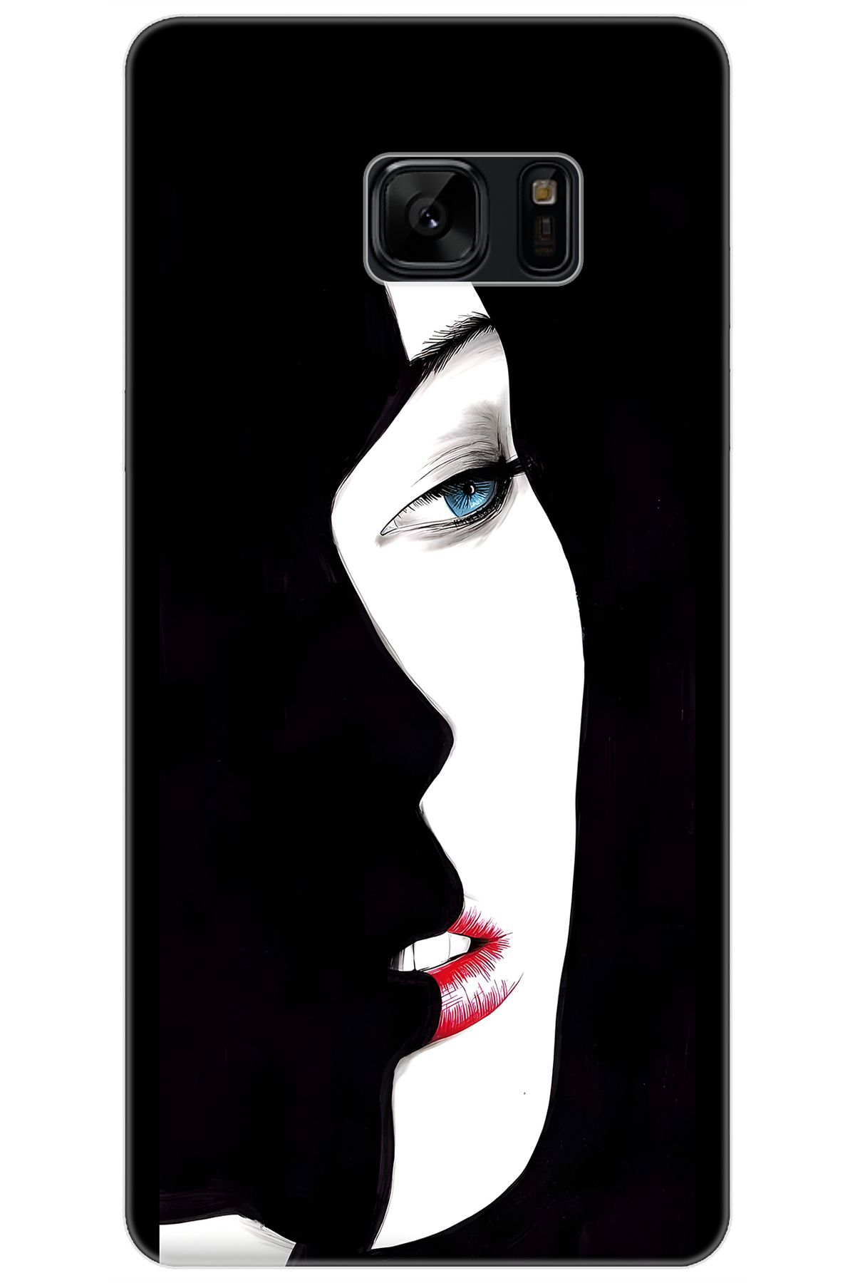 Ceppare Samsung Galaxy Note FE (SM-N935F) Uyumlu Kılıf İnce Silikon Siyah Beyaz Kadın STK:635 CP-fTvFWvM