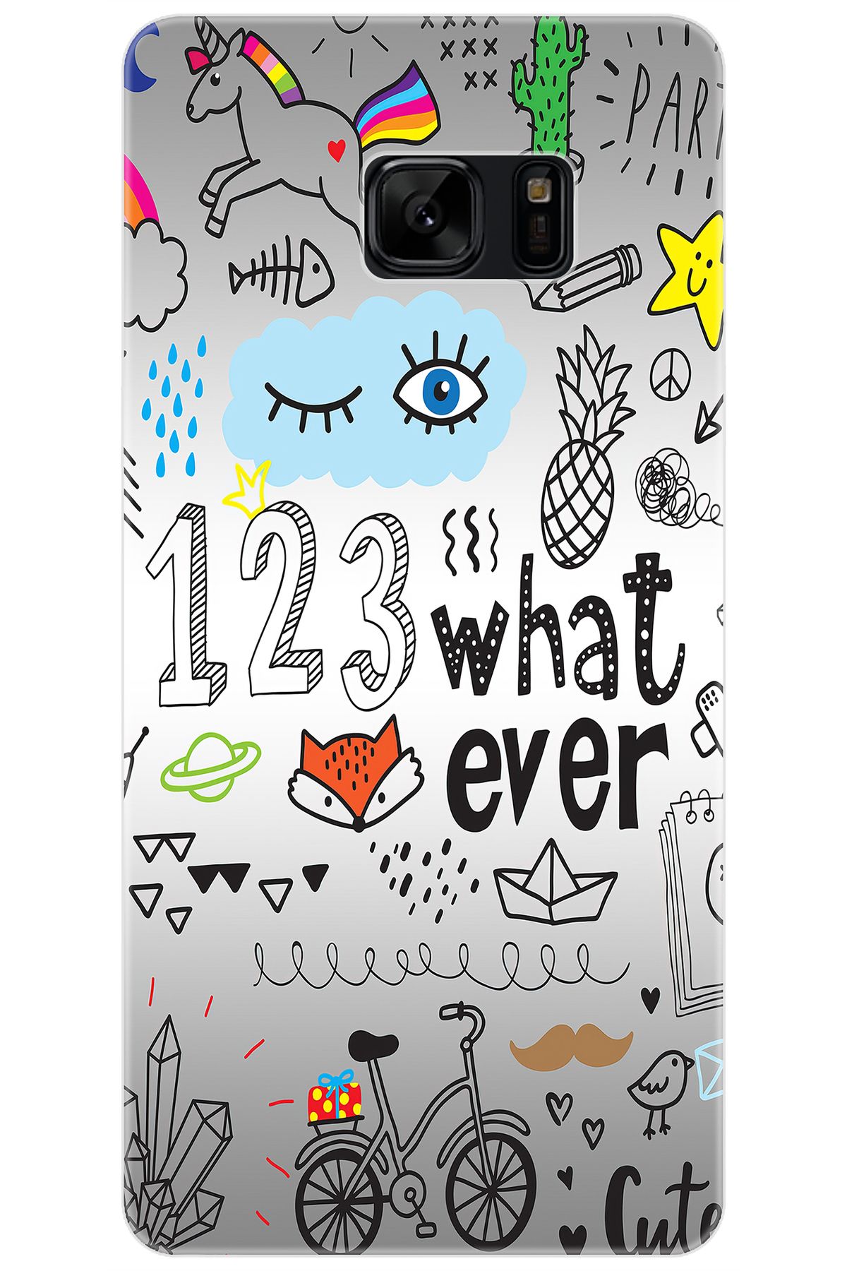 Ceppare Samsung Galaxy Note FE (SM-N935F) Uyumlu Kılıf Desenli İnce Silikon 123WHAT Ever STK:334 CP-Tv1sFkc