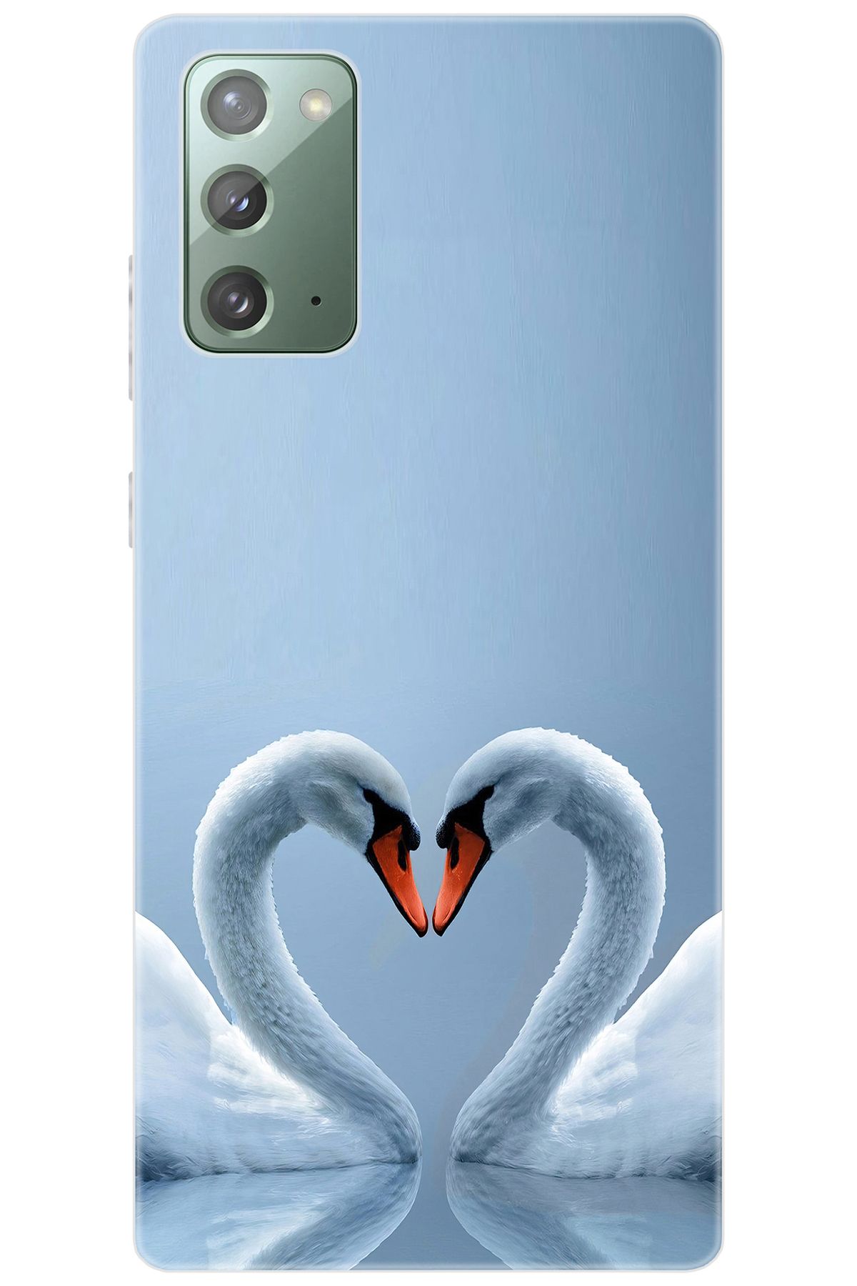 Ceppare Samsung Galaxy Note 20 (SM-N980F) Uyumlu Kılıf Desenli Silikon Kuğ ve Kalp STK:305 CP-d4pdeyd