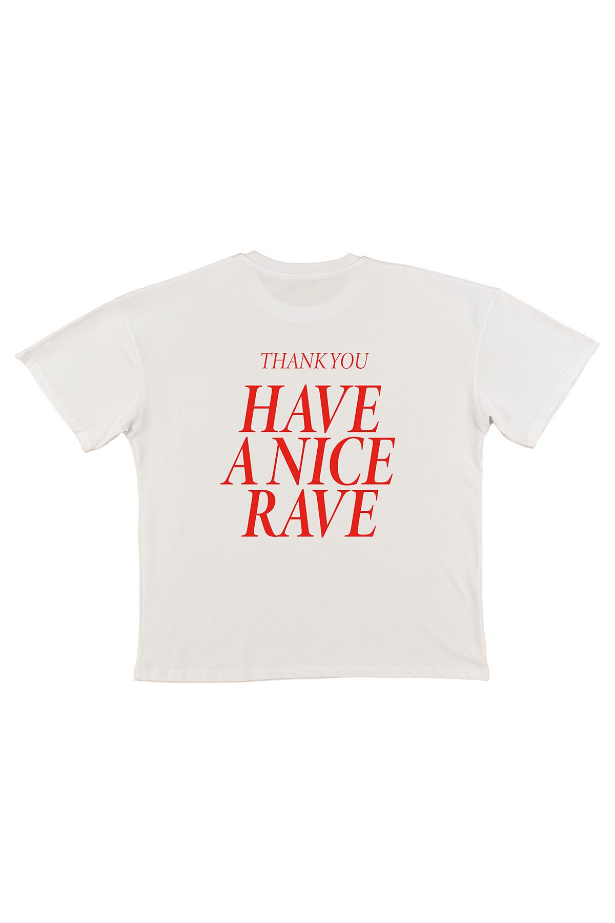 urbvn Rave Baskılı Beyaz Oversize T-shirt