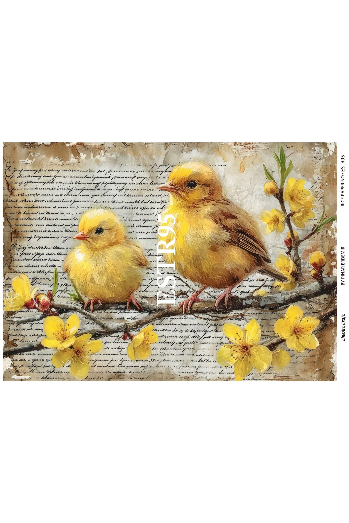 LİNEART Paskalya Serisi ESTR95 Çiçek Desenli 29*42 cm Pirinç Dekopaj