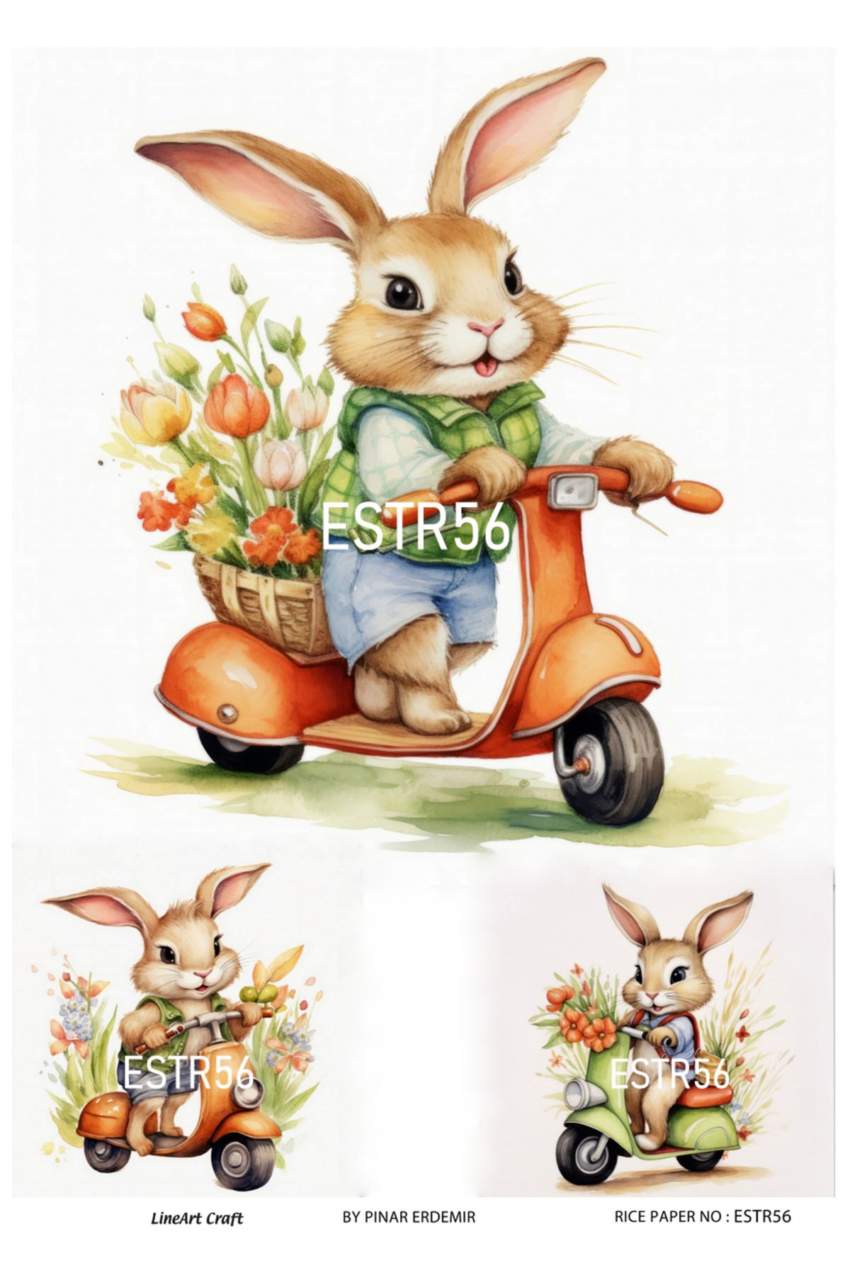 LİNEART Paskalya Serisi ESTR56 Tavşan Desenli 29*42 cm Pirinç Dekopaj