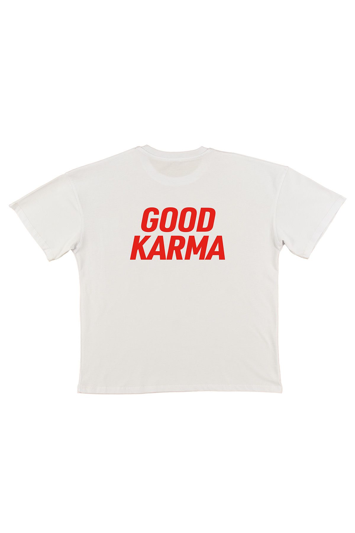 urbvn Good Karma Baskılı Beyaz Oversize T-shirt