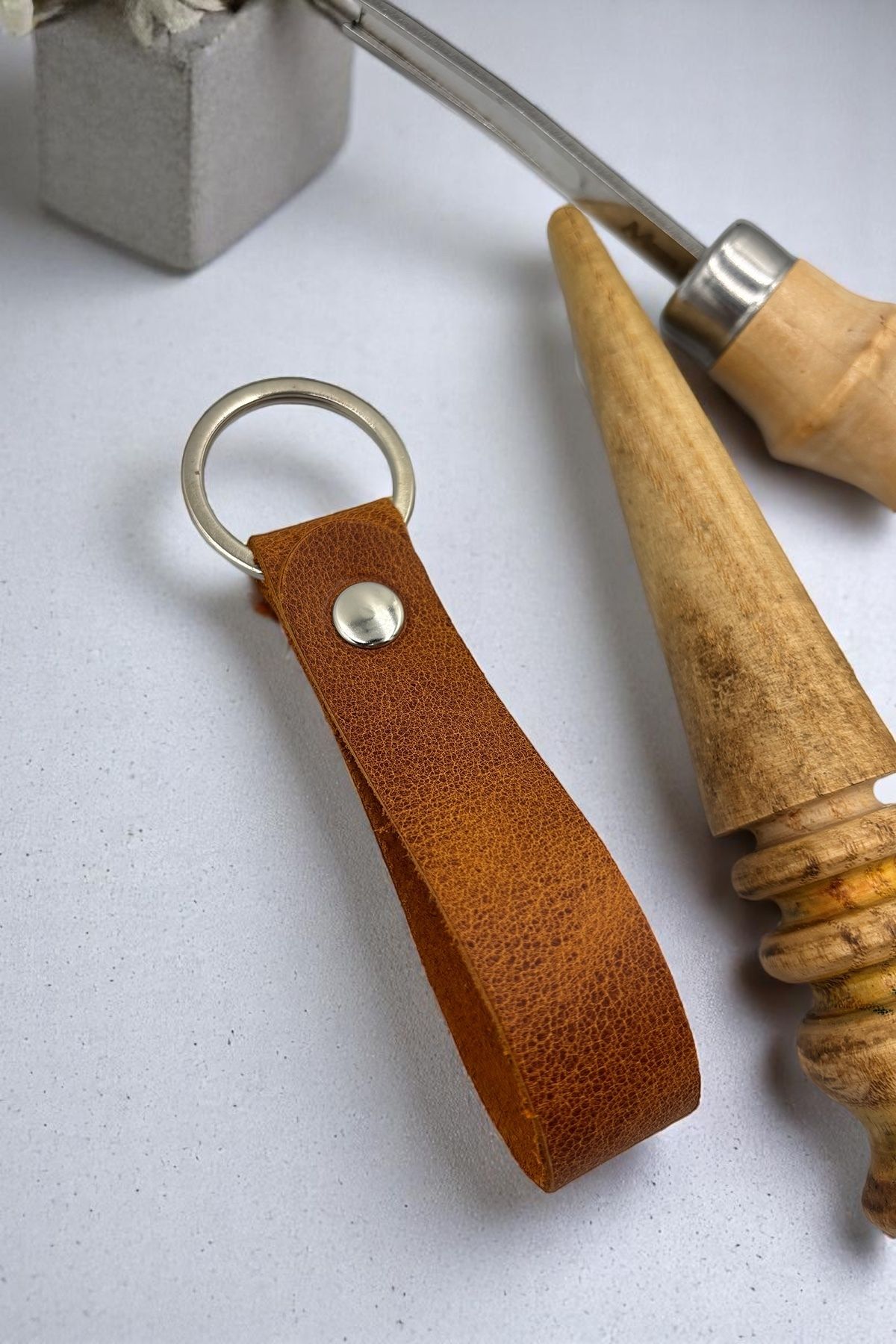 pepuza Hakiki Deri Root Series Anahtarlık Camel