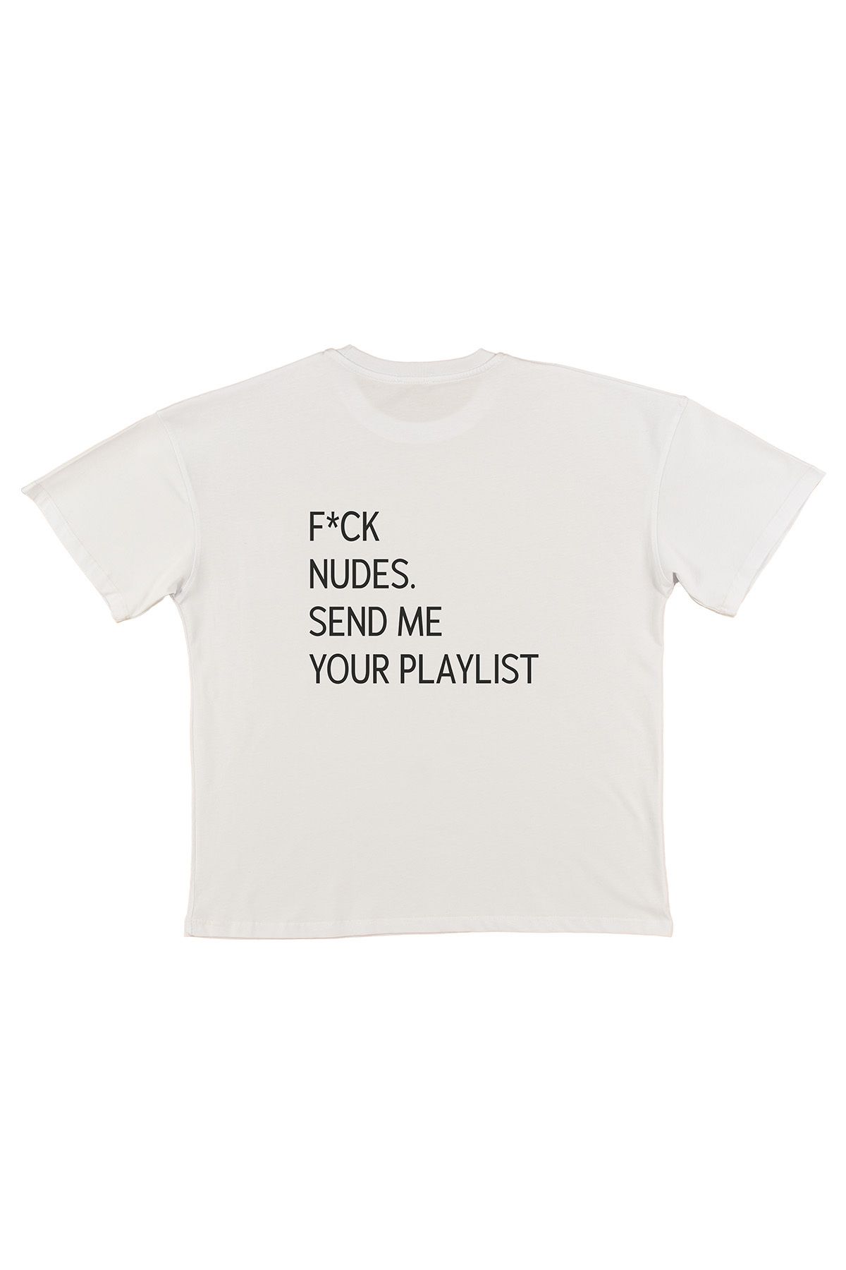 urbvn Nude Baskılı Beyaz Oversize T-shirt
