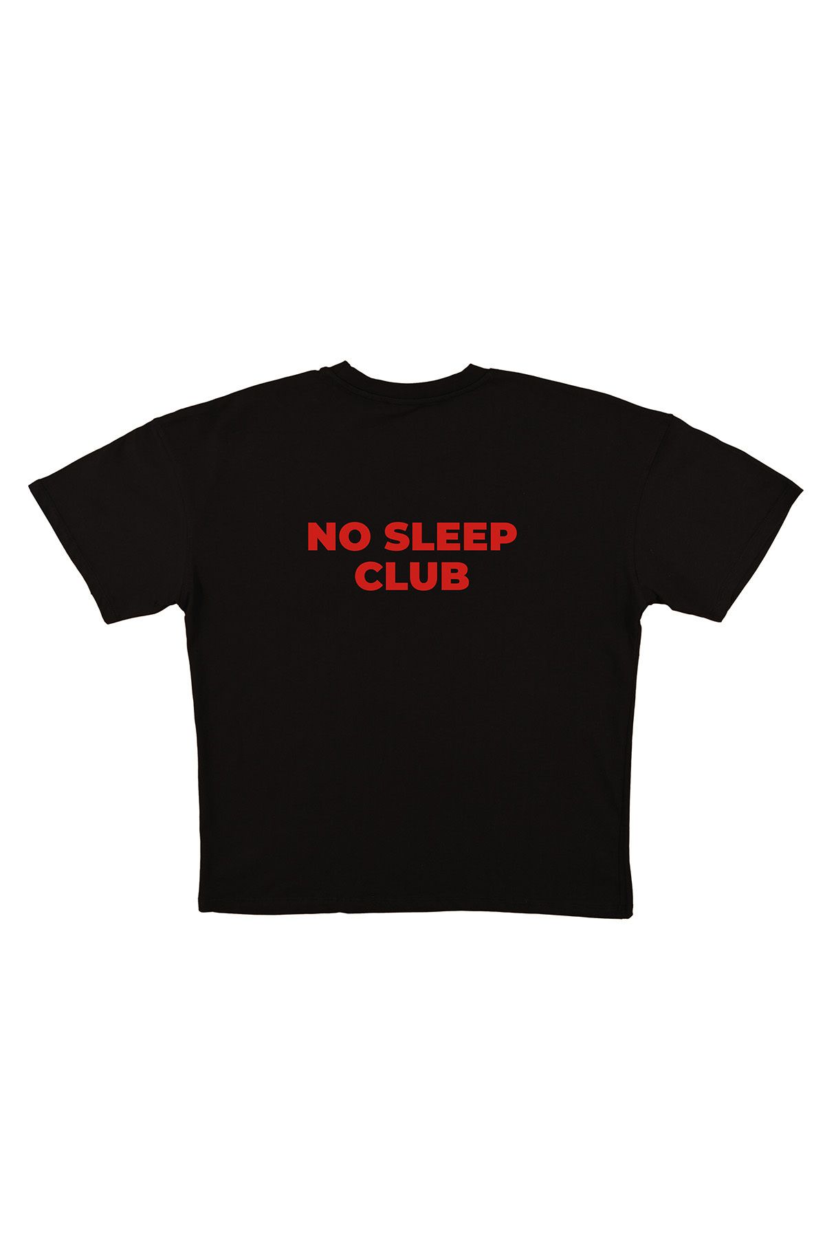 urbvn Sleep Club Baskılı Siyah Oversize T-shirt