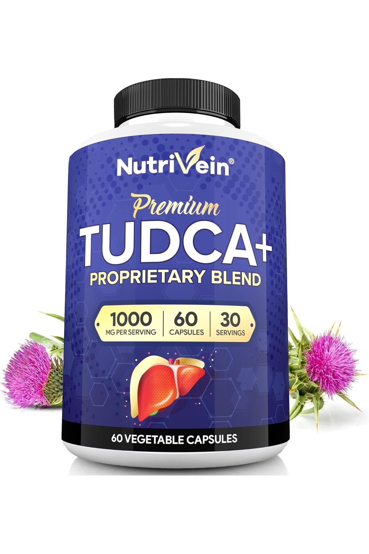 nutrivein TUDCA+Milk Thistle Liver Wellness Support Supplement 1000 MG - 60 Caps