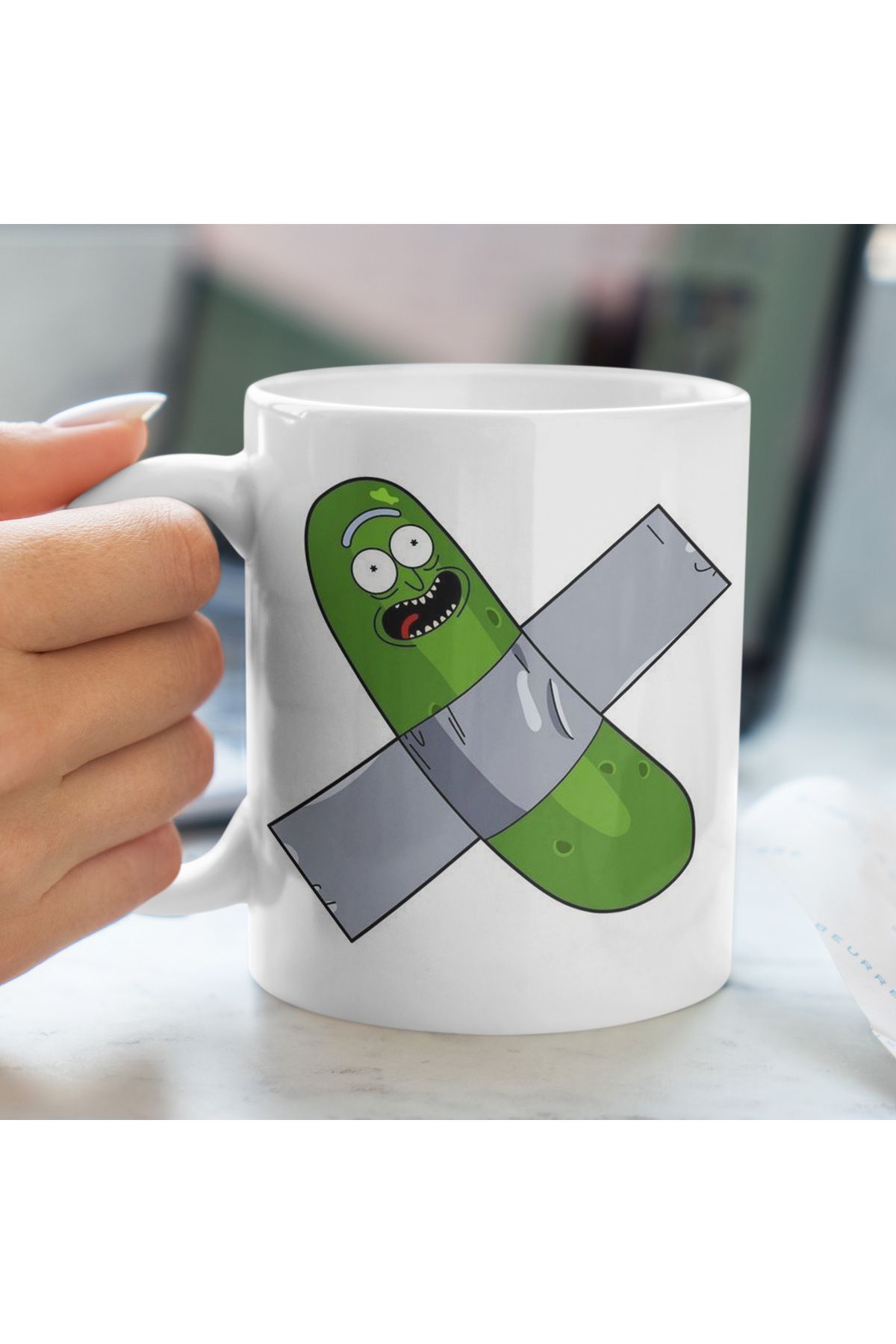 Ayabak Kupa Bardak - Rick And Morty Turşu Rick Desenli Kupa Bardak - Hediyelik Kupa Bardak