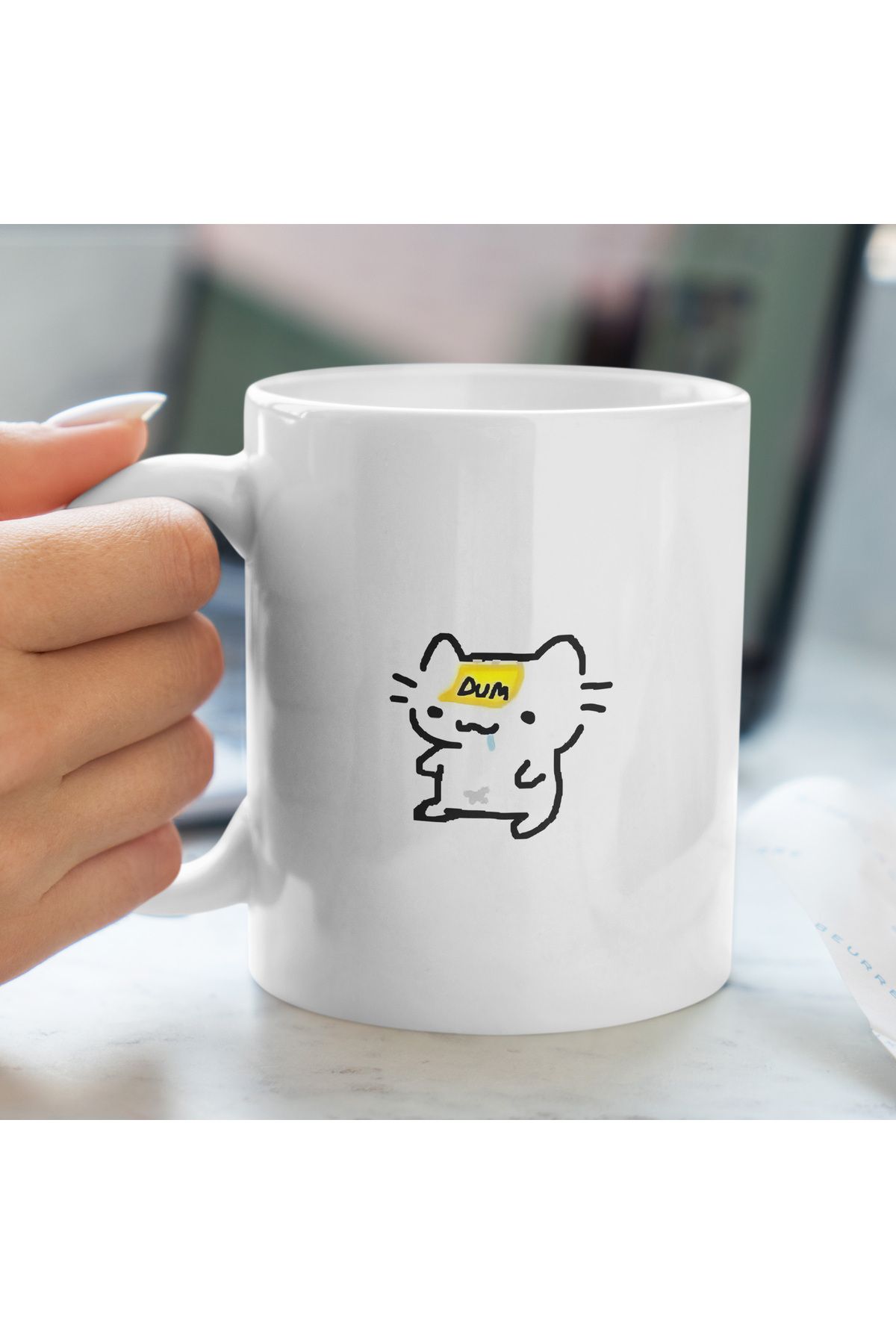 Ayabak Kupa Bardak - Saf Kedi Desenli Kupa Bardak - Hediyelik Kupa Bardak
