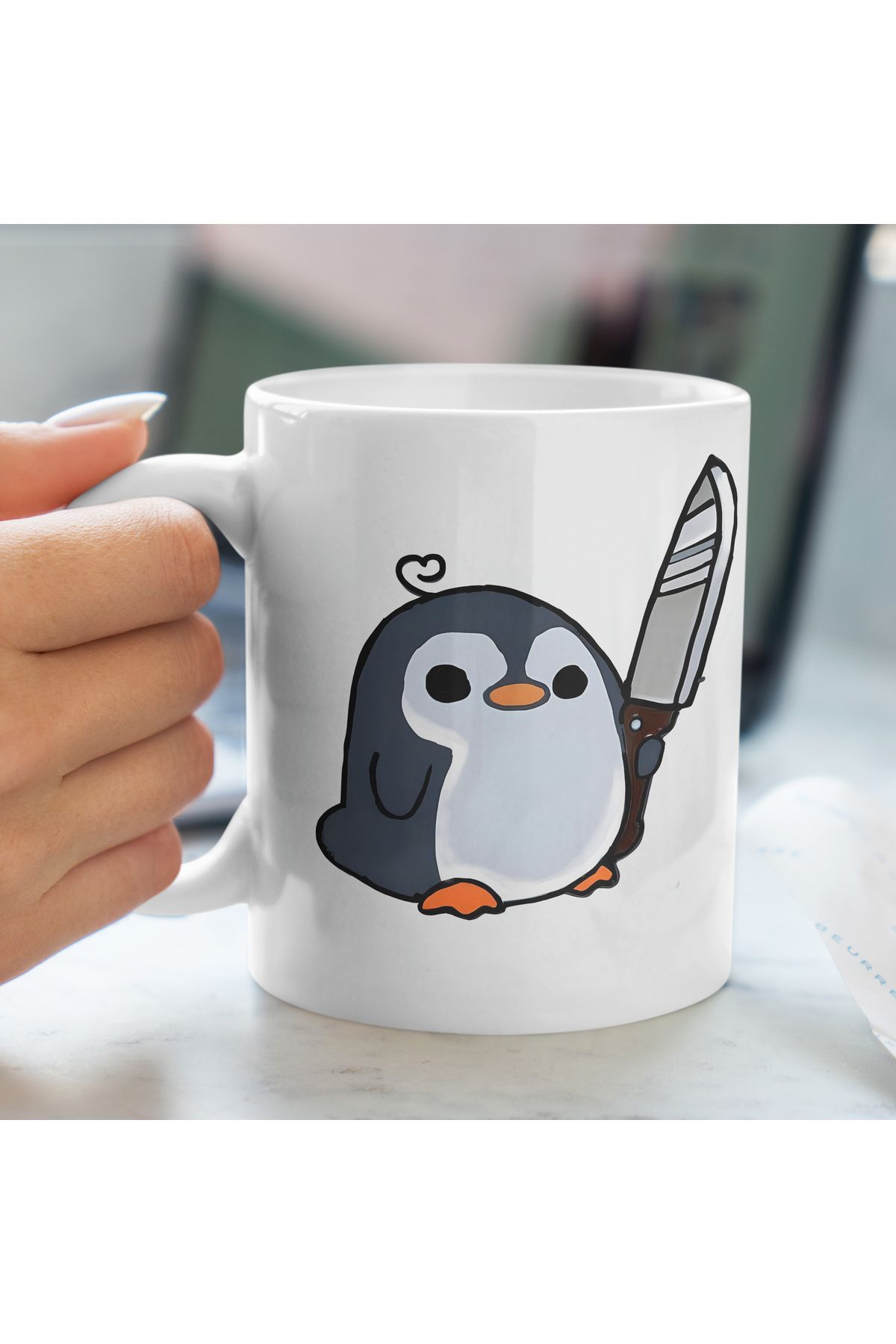 Ayabak Kupa Bardak - Penguen Desenli Kupa Bardak - Hediyelik Kupa Bardak