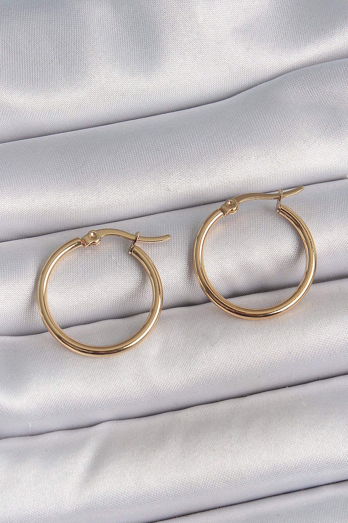 norsary 316 Çelik Gold Renk 22mm Kadın Halka Model Kadın Küpe