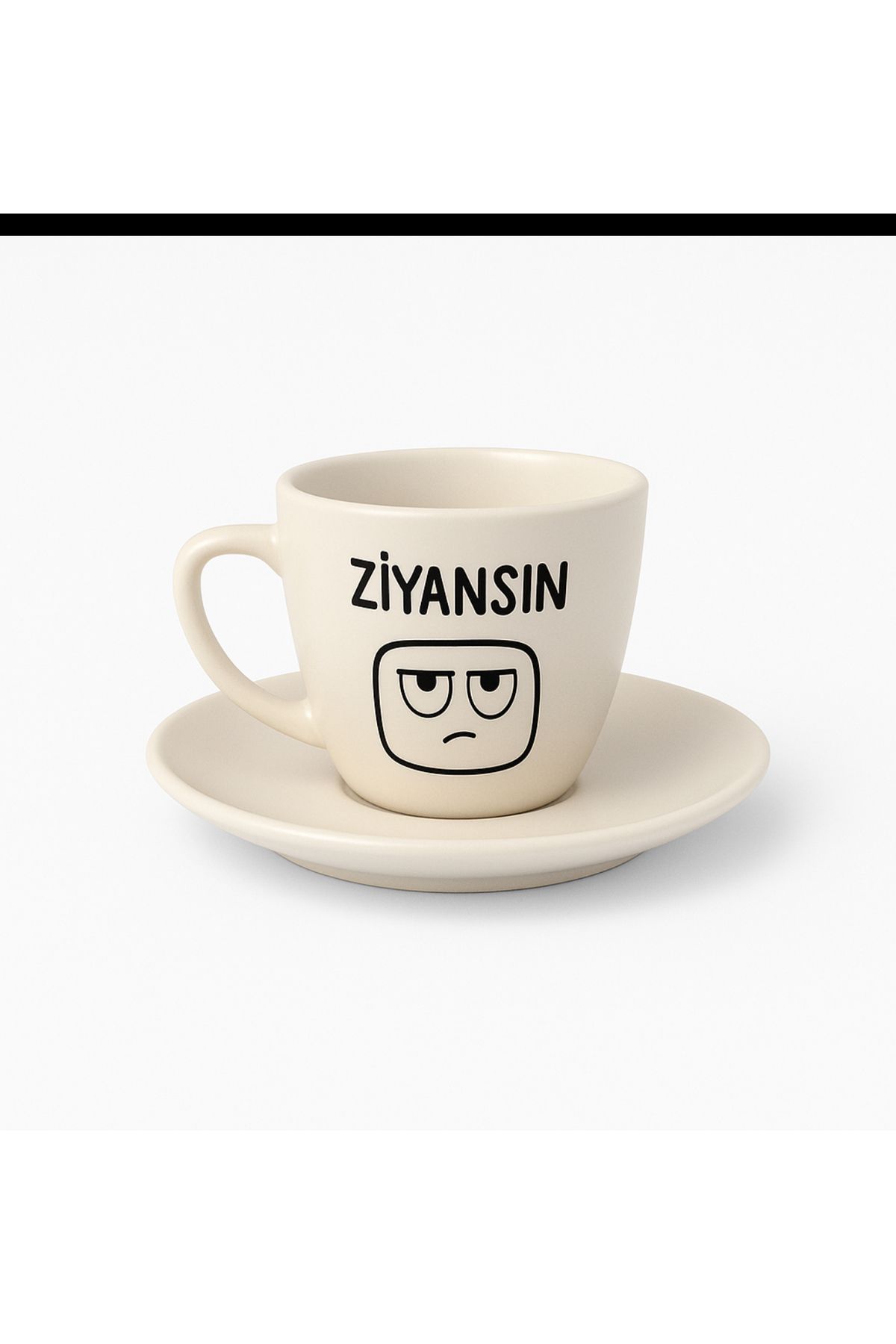 facnspt Ziyansın Yazılı Mizahi Fincan Takımı (Kupa + Tabak)