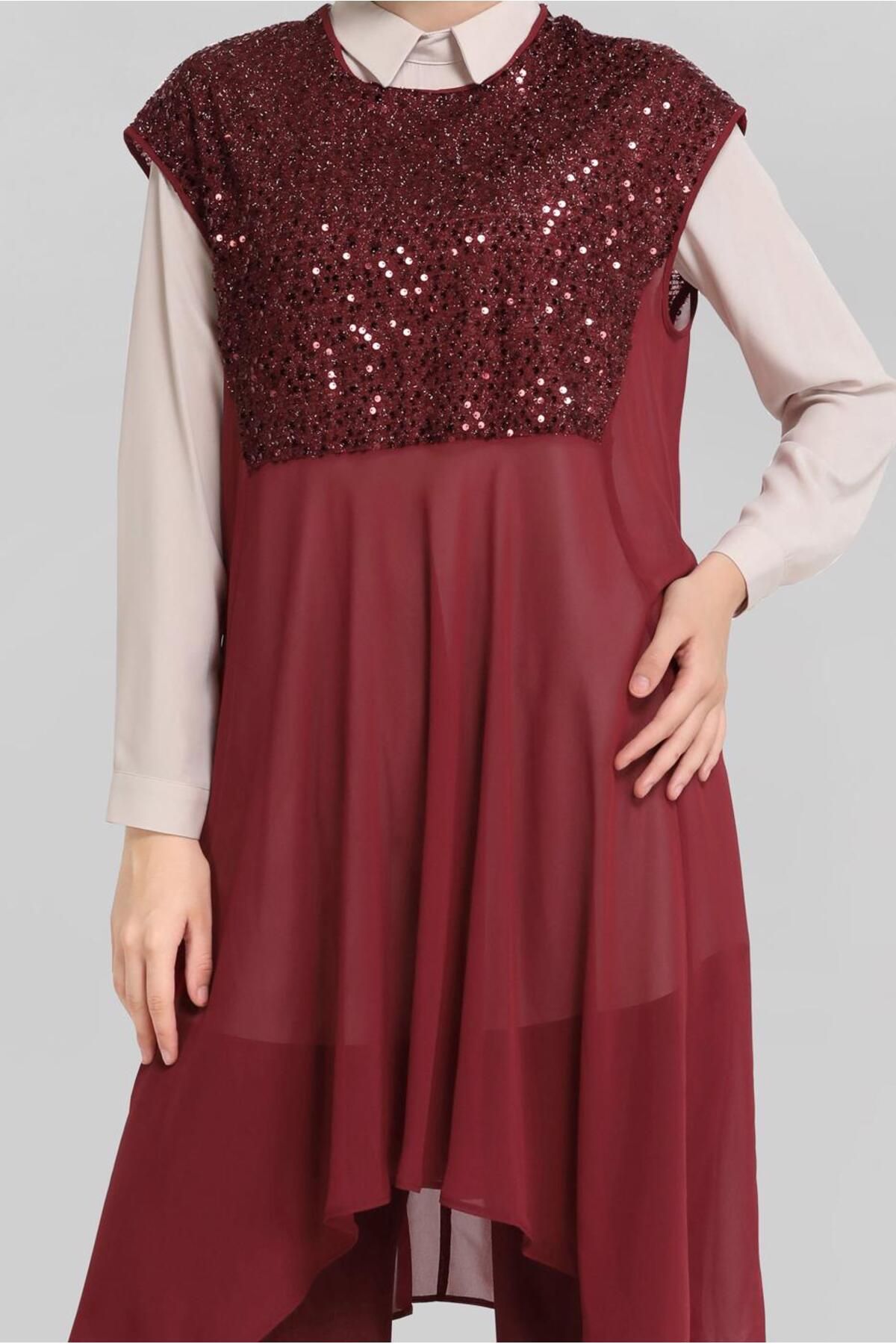 Alvina-40569 Model Double Tunic with Sequins 4
