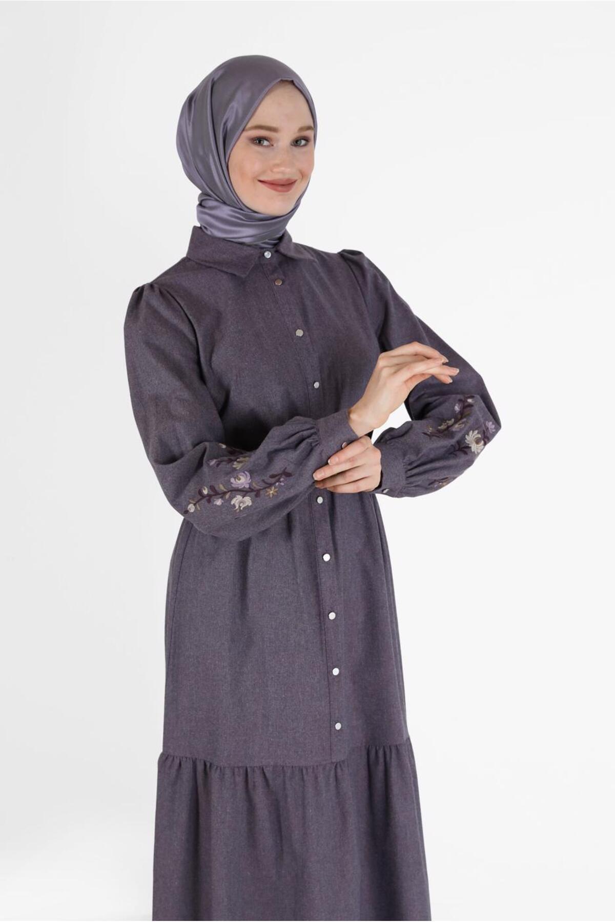 آلوینا لباس کمربند با آستین گلدوزی شده 42379