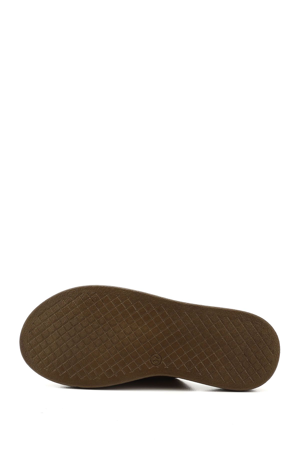 GÖNDERİ(R)-Women / Girls Tan Buckle Genuine Leather Comfort Slippers 4
