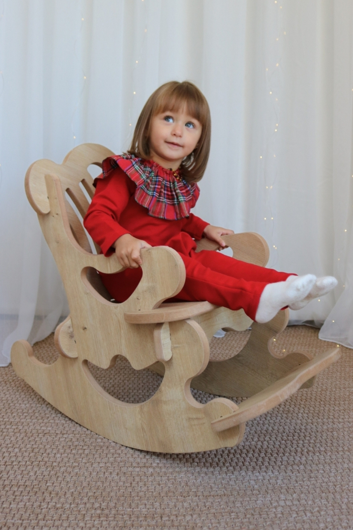 Parla Kids-Girl's Red Plaid Collared New Year's Jumpsuit Salopet 4