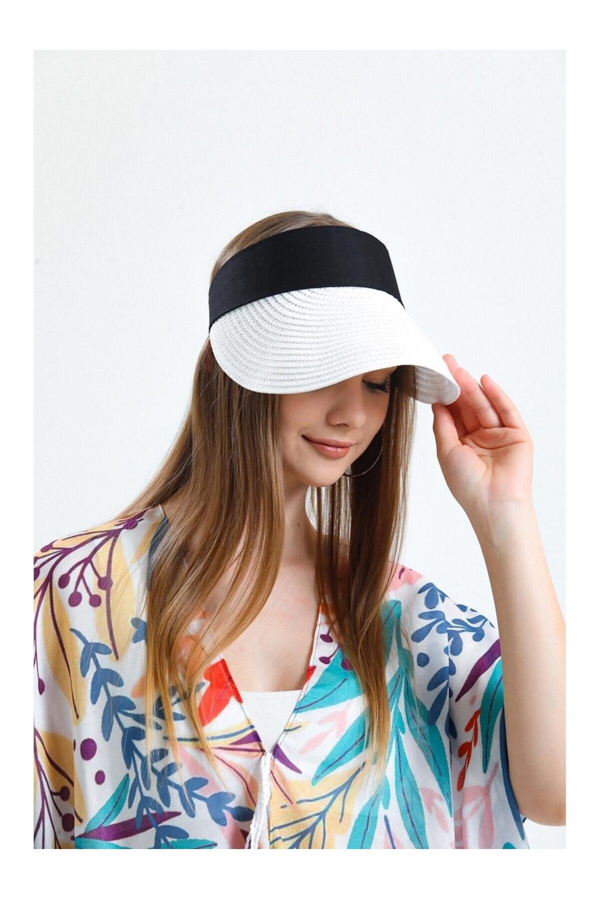 FRESCO SCARFS-Straw Visor Hat - Open Top and Foldable 2