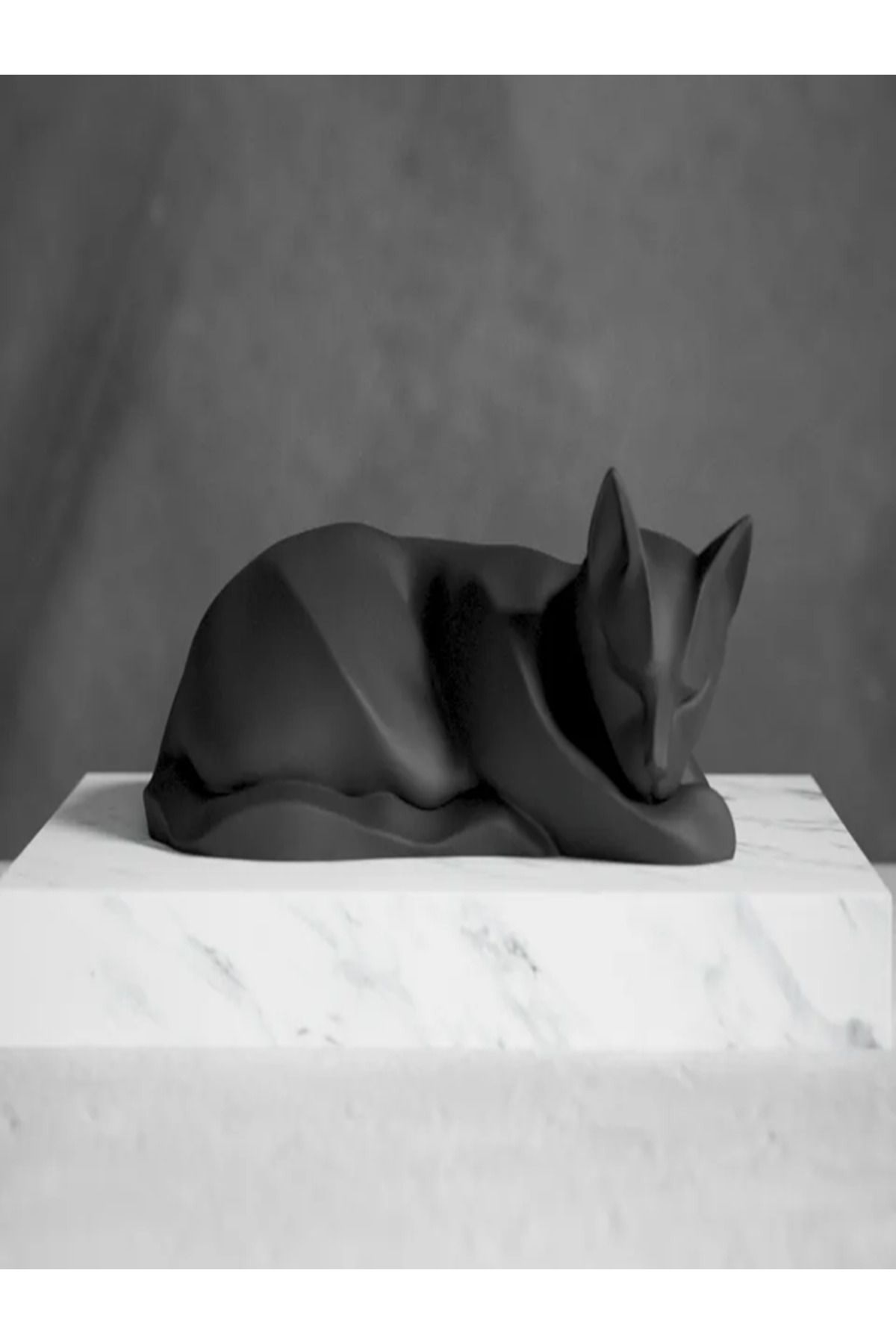 3DLİ Uyuyan kübik Kedi Heykeli 20cm - hediyelik dekoratif biblo ve heykel geometrik kedi figürü