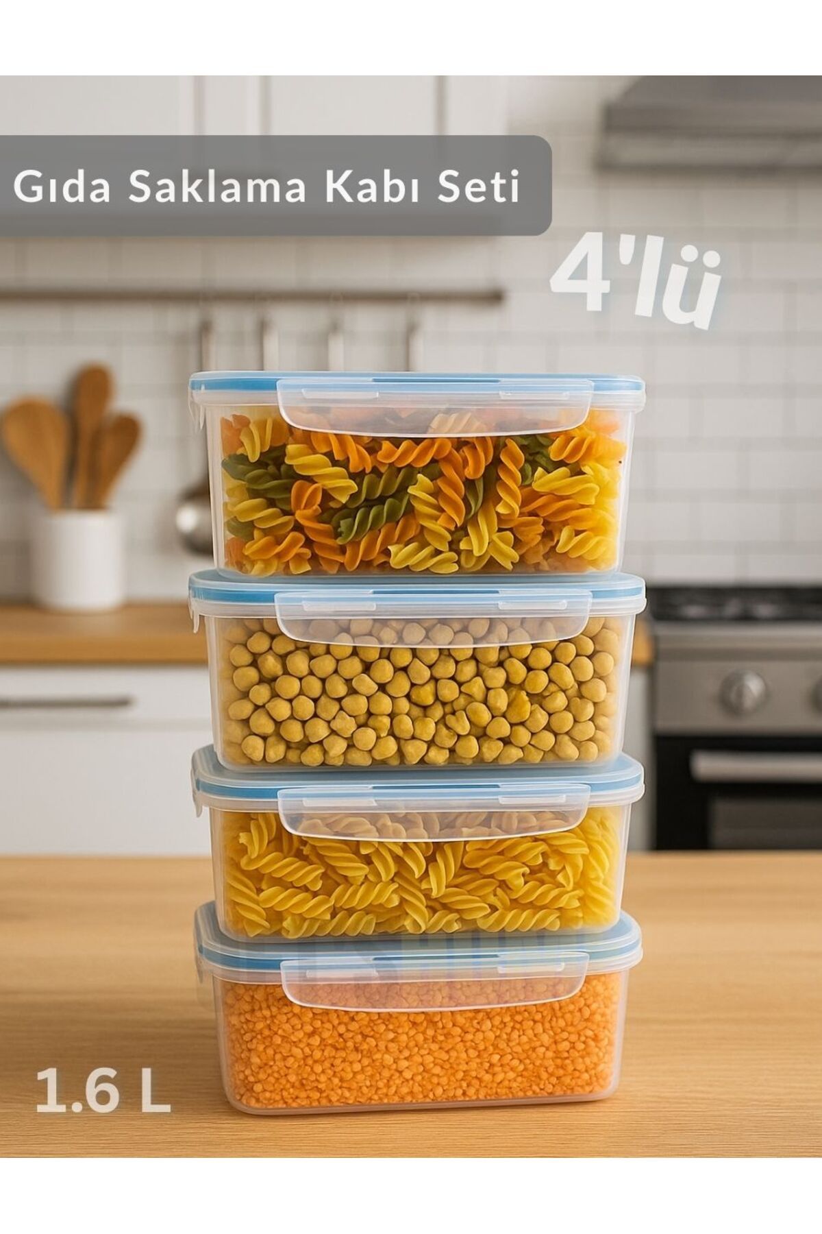 Jet's Home 4'lü Vakumlu Saklama Kabı Seti Hava Almaz BPA Free Kilitlenebilir Gıda Erzak Kabı 1,6 L