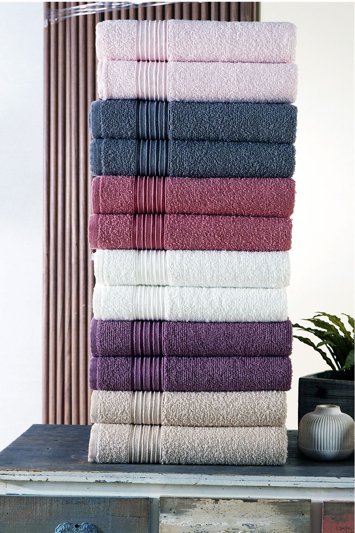 BAMİROSE 50x90 CM 12'Lİ SEİ EL & YÜZ HAVLU SETİ