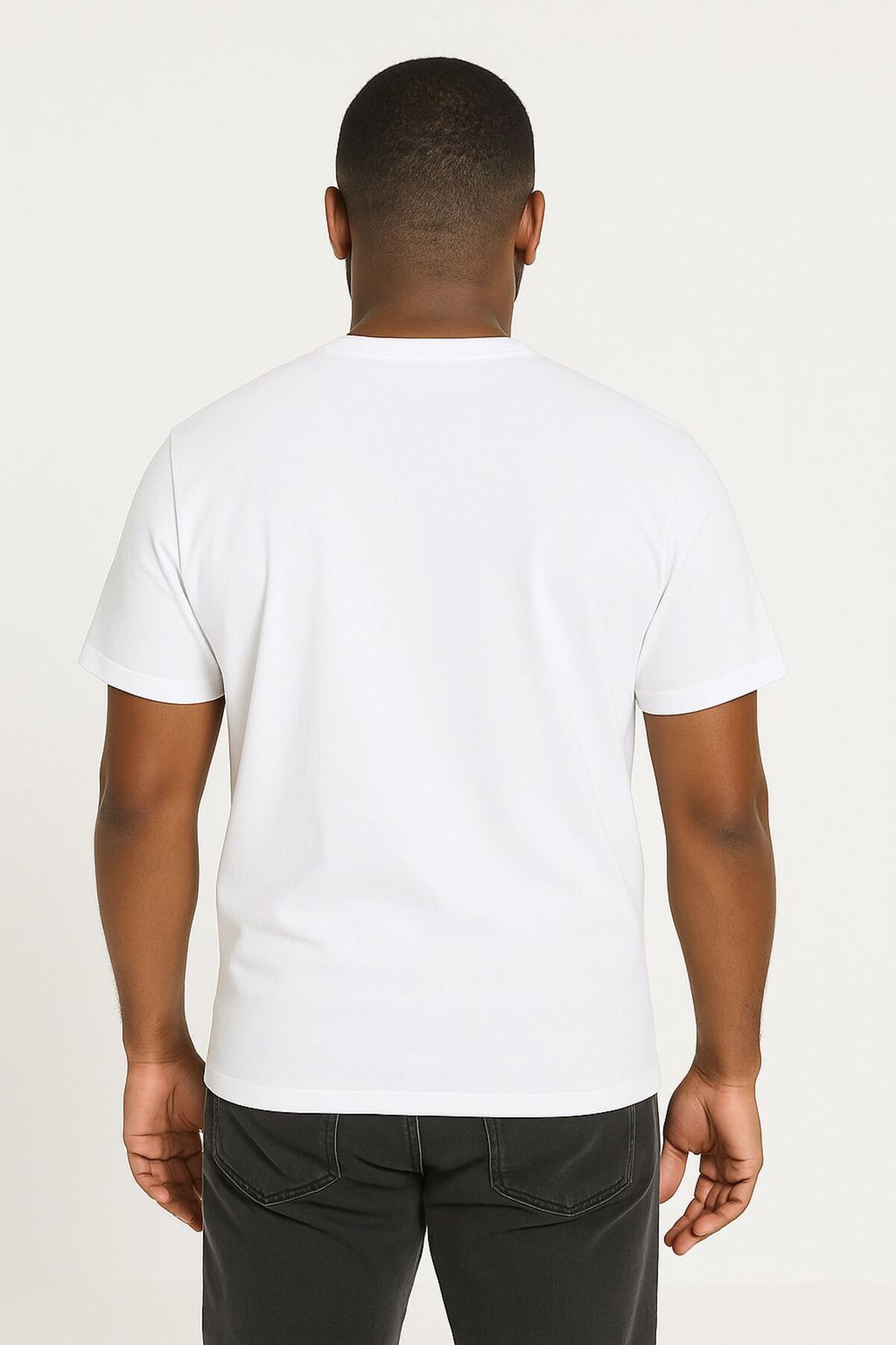 VORİAS ERKEK BEYAZ RELAXED FİT FLAMLI PAMUK SÜPREM TSHIRT