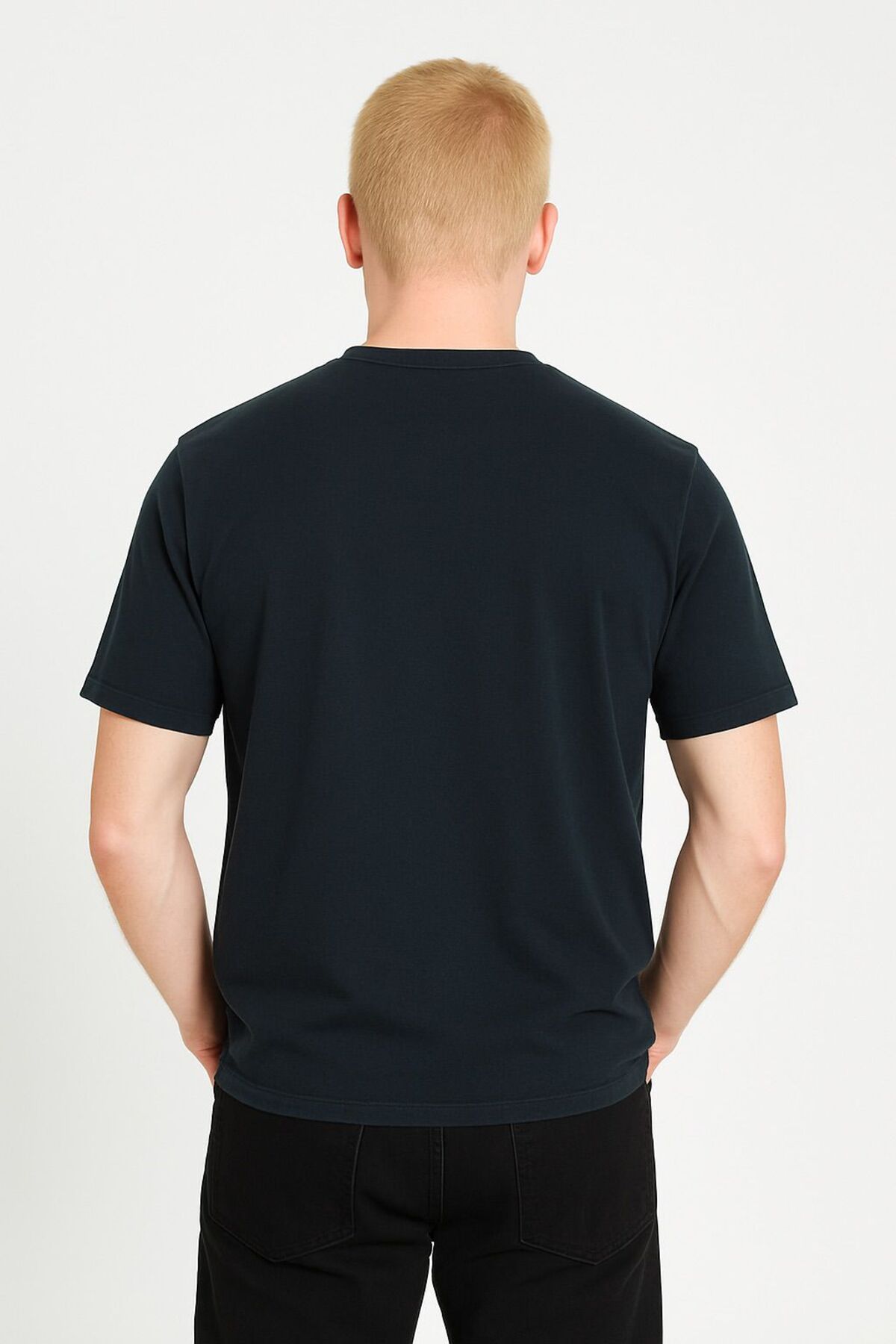 VORİAS ERKEK SİYAH RELAXED FİT FLAMLI PAMUK SÜPREM TSHIRT