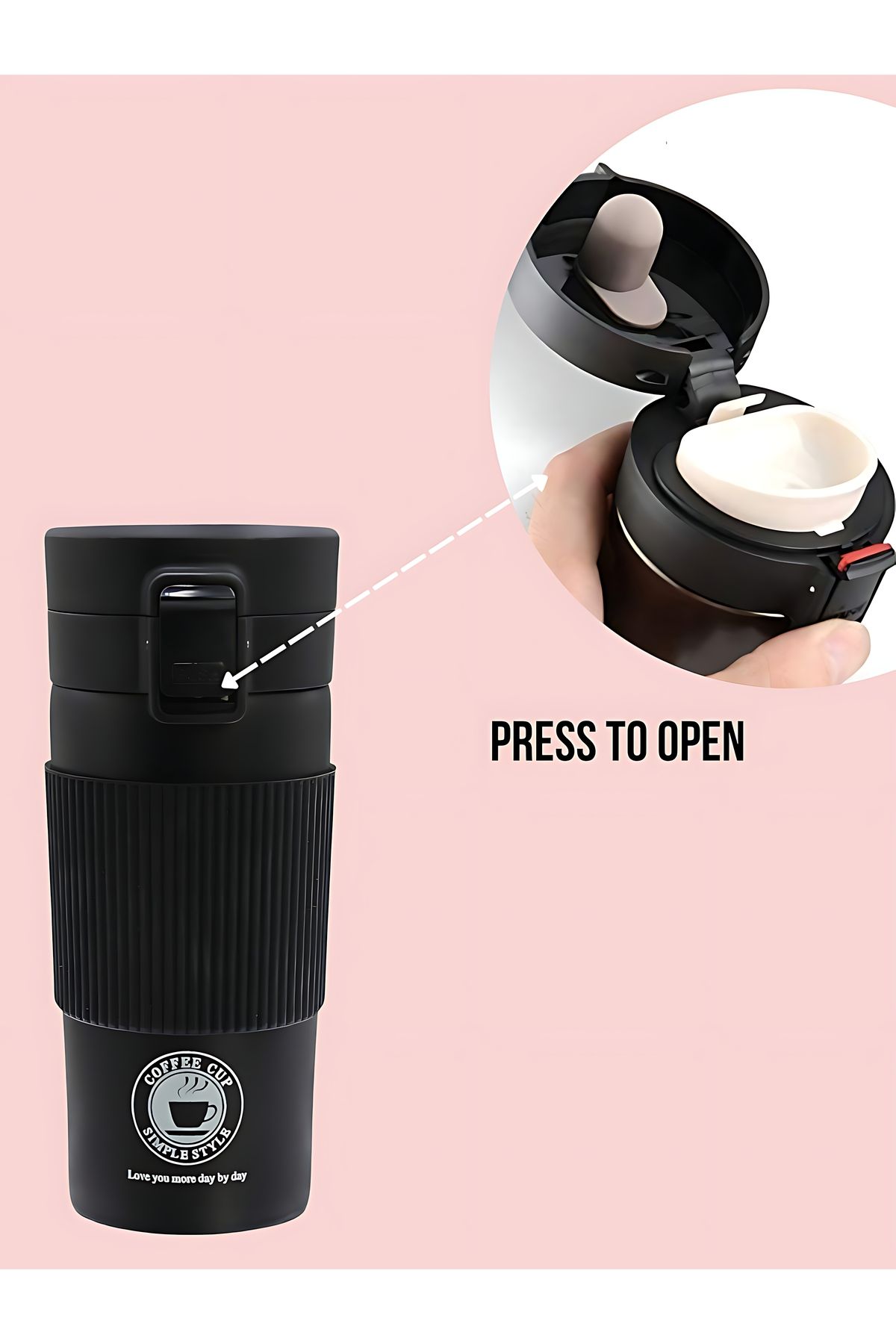 Biki-Travel Coffee Mug, Thermal Insulated, Stainless Steel - 350 ml / Black Color 5