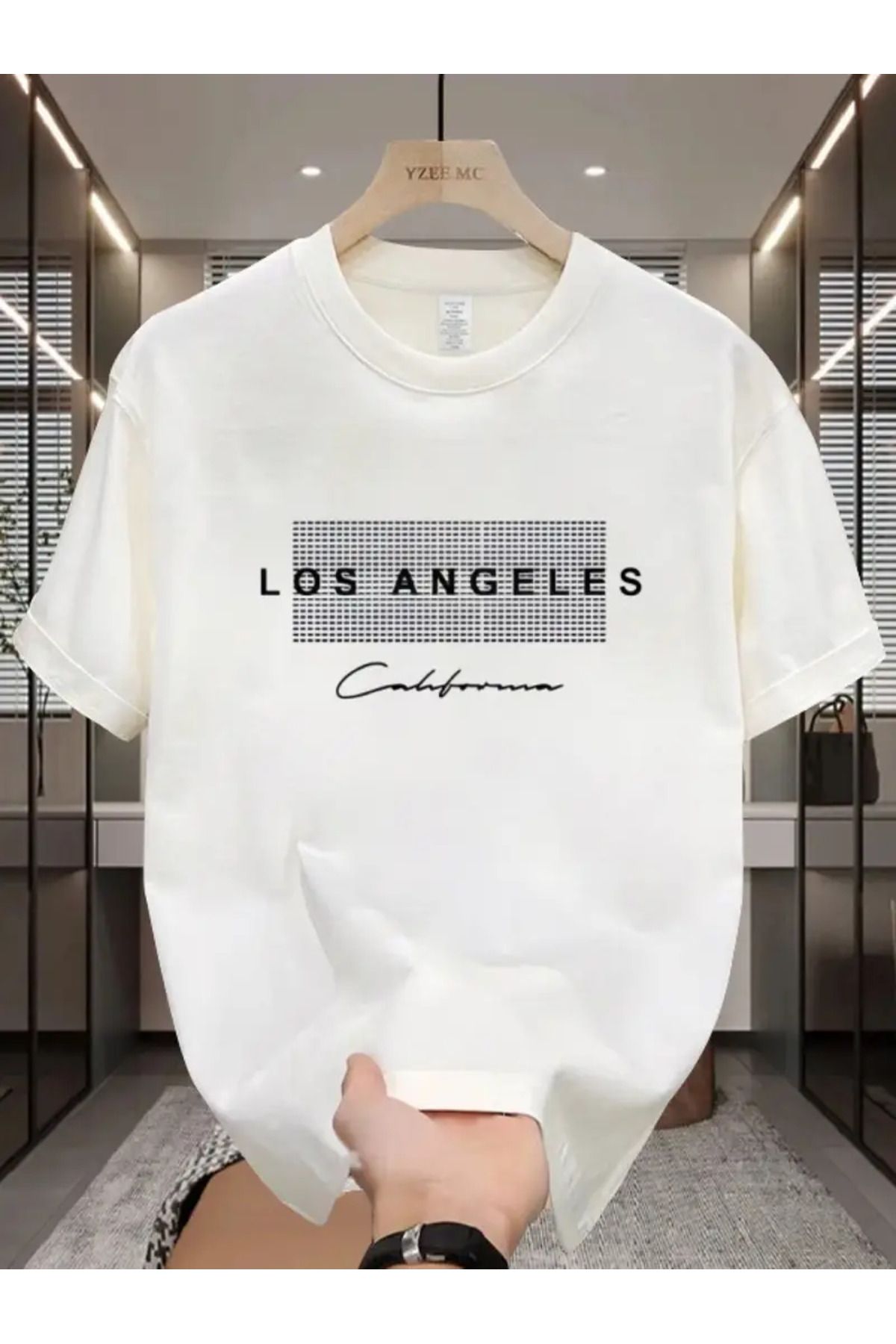 AEMİ Unisex Los Angeles California Oversize Bisiklet Yaka T-shirt